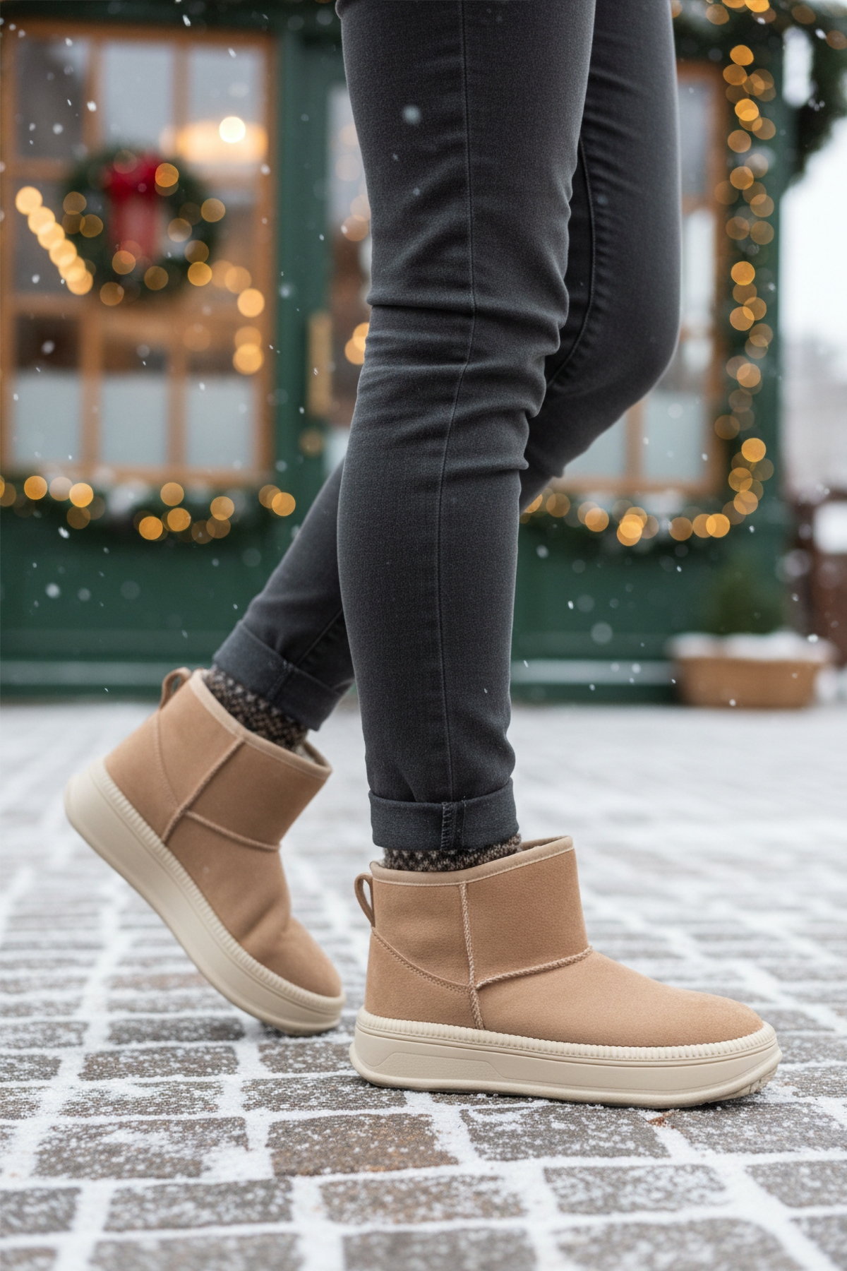 Vizon Nubuk Kürklü Soğuğa Dirençli Kaymaz Kadın Bot 25001 Z - Görsel 4