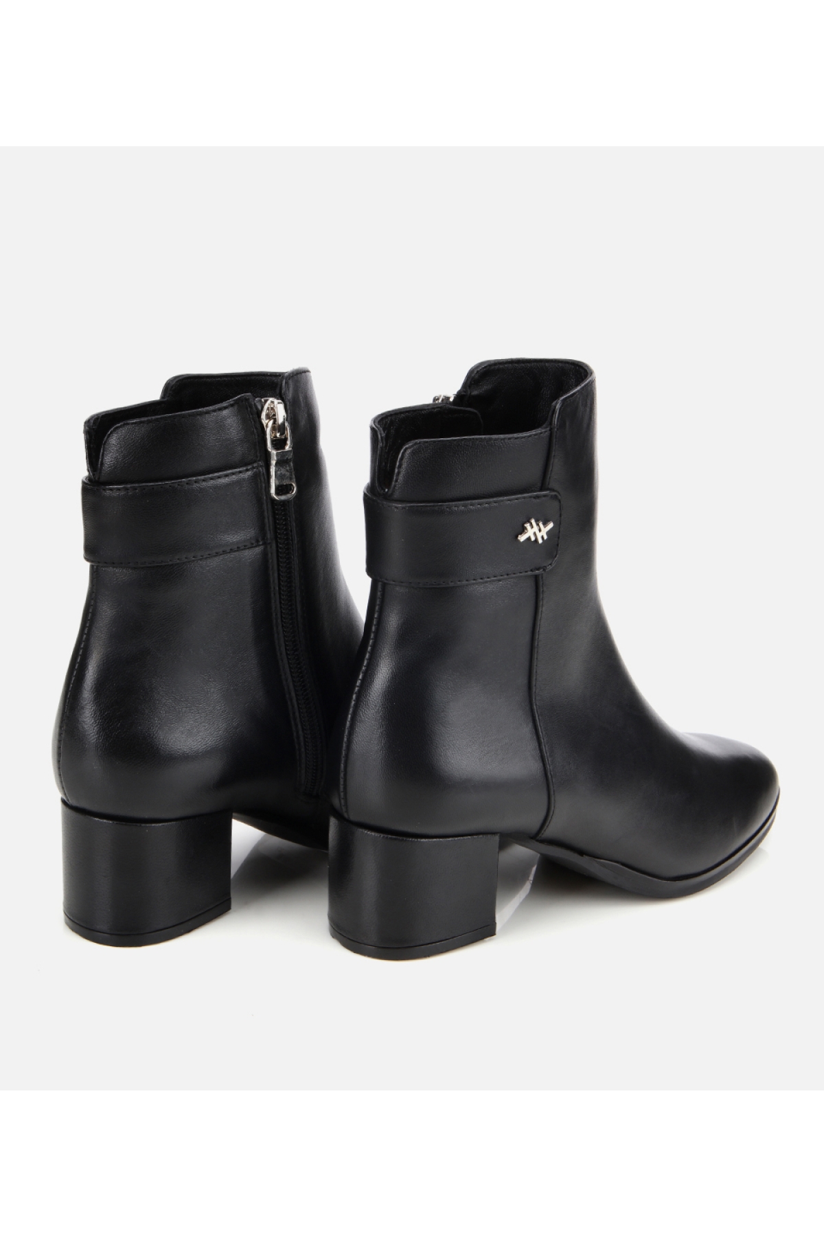 Kadın Deri Siyah Toka Detaylı Bilekte Topuklu Bot - Görsel 4