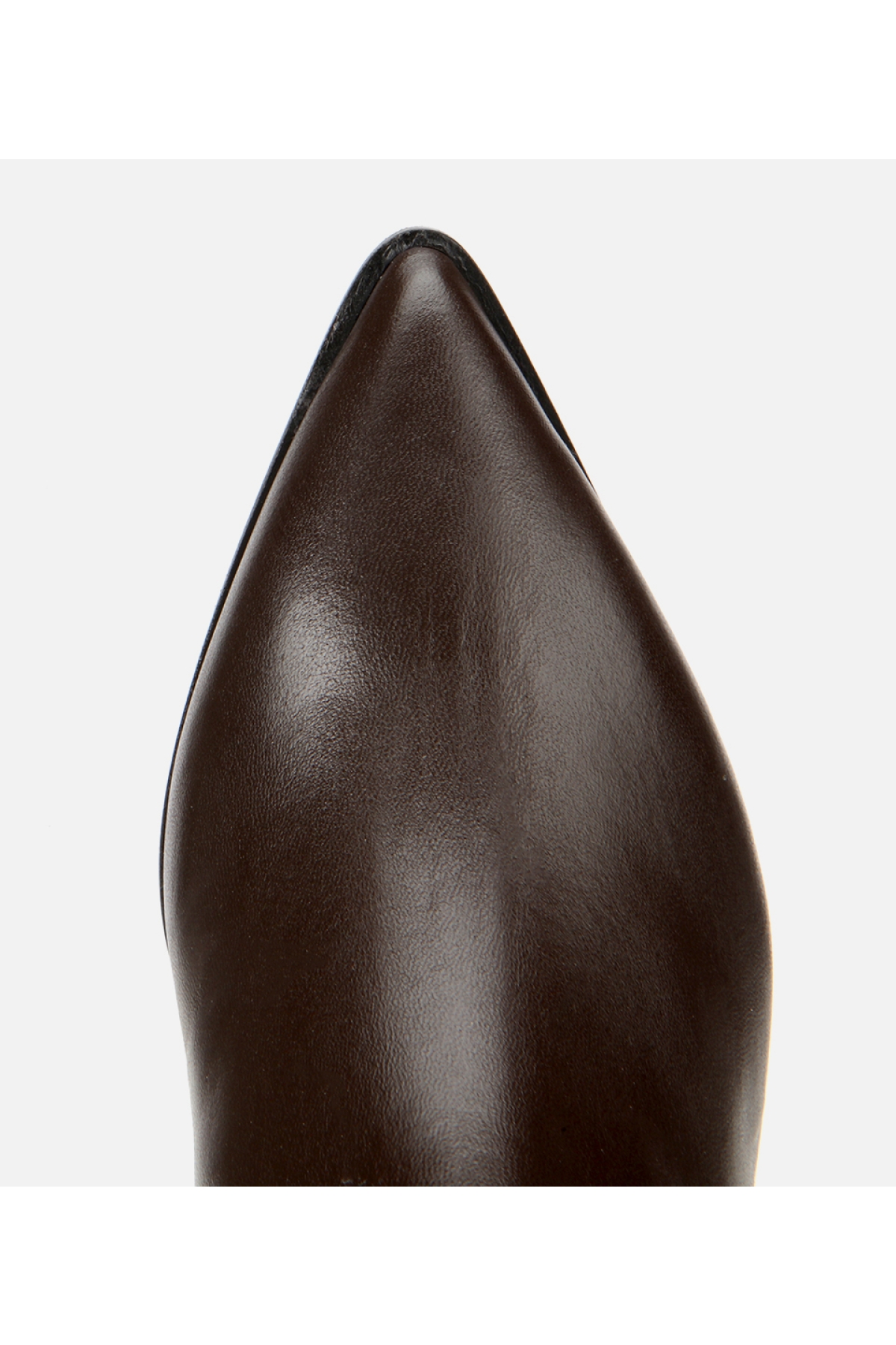 Kadın Deri Kahverengi Sivri Burunlu Streç Detaylı Bilekte Topuklu Bot - Görsel 5