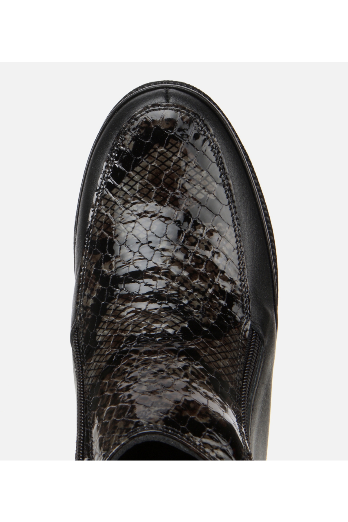 Kadın Deri Siyah Dolgu Topuklu Deri Baskılı Topuklu Bot - Görsel 5