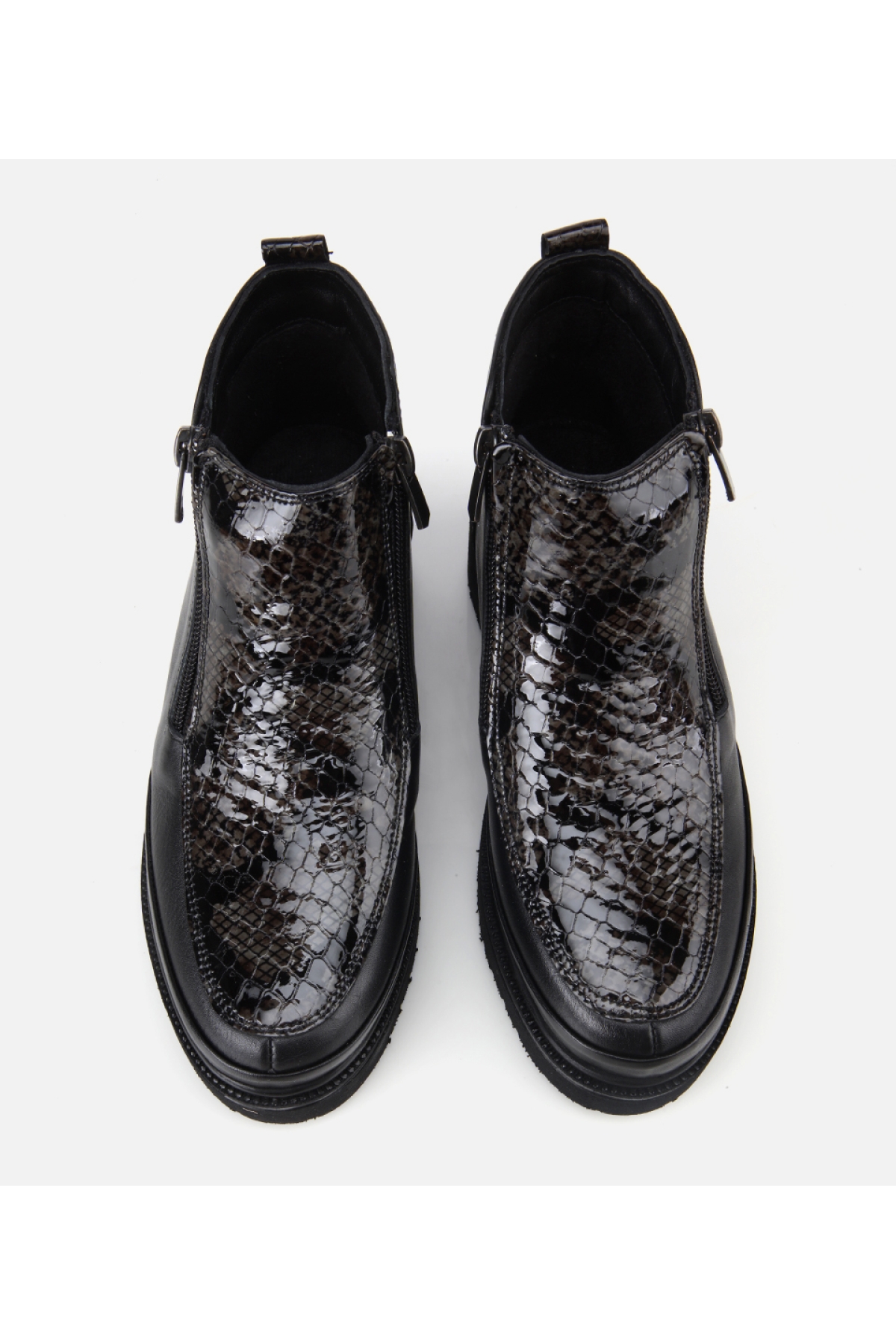 Kadın Deri Siyah Dolgu Topuklu Deri Baskılı Topuklu Bot - Görsel 6