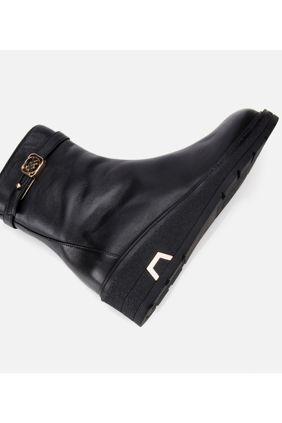 Kadın Deri Siyah Tokalı Dolgu Topuklu Bot - Görsel 6