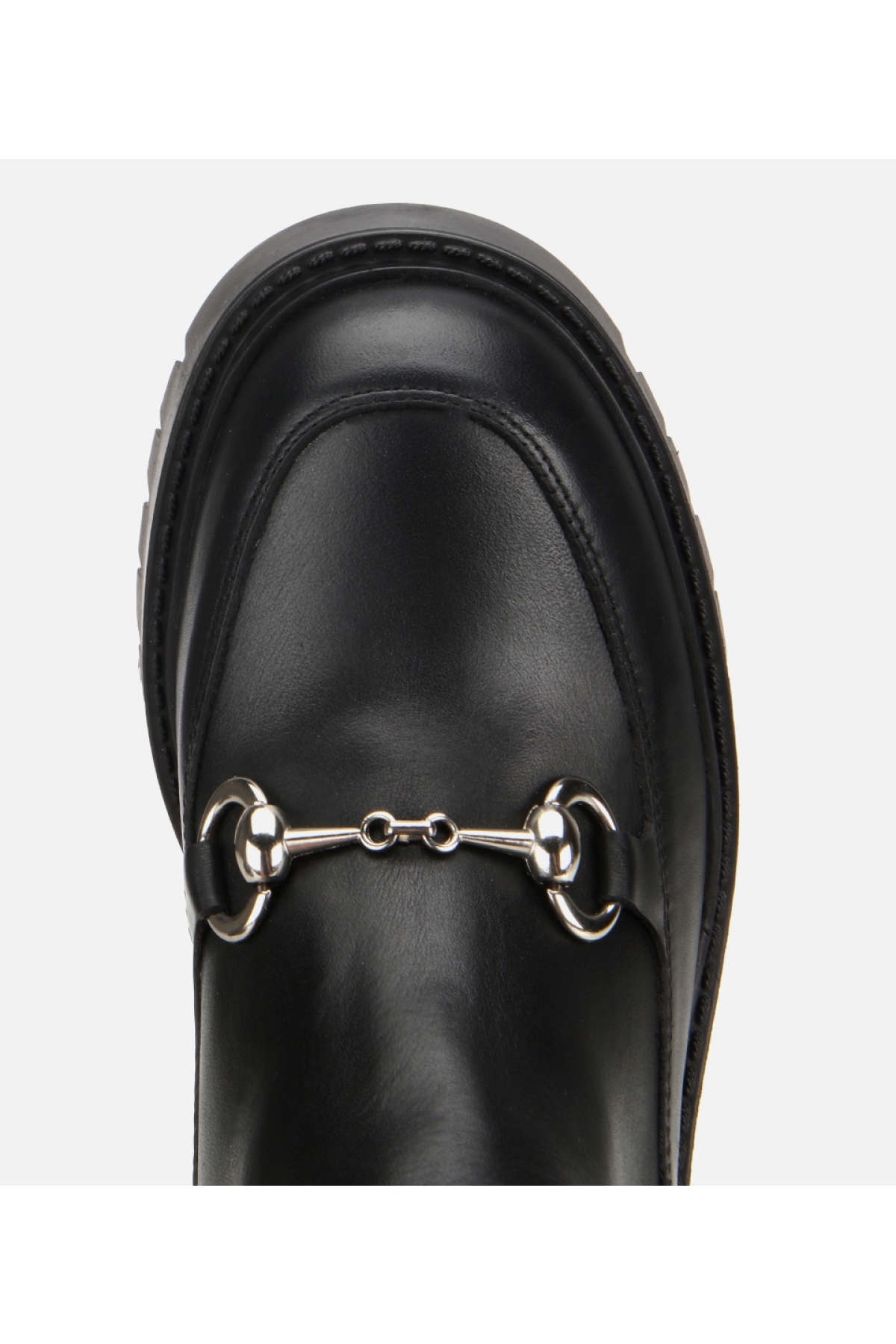Kadın Deri Siyah Tokalı Lastik Detaylı Kalın Tabanlı Topuklu Bot - Görsel 5