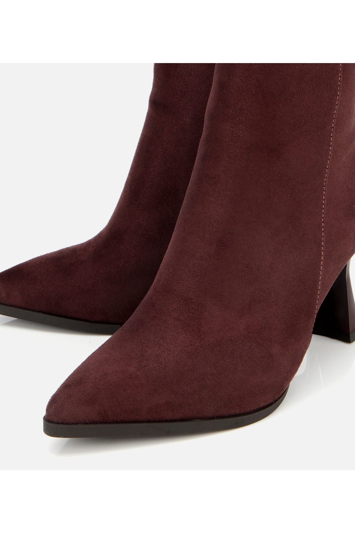 Kadın Süet Kahverengi Taşlı Tokalı Bilekte Topuklu Bot - Görsel 3