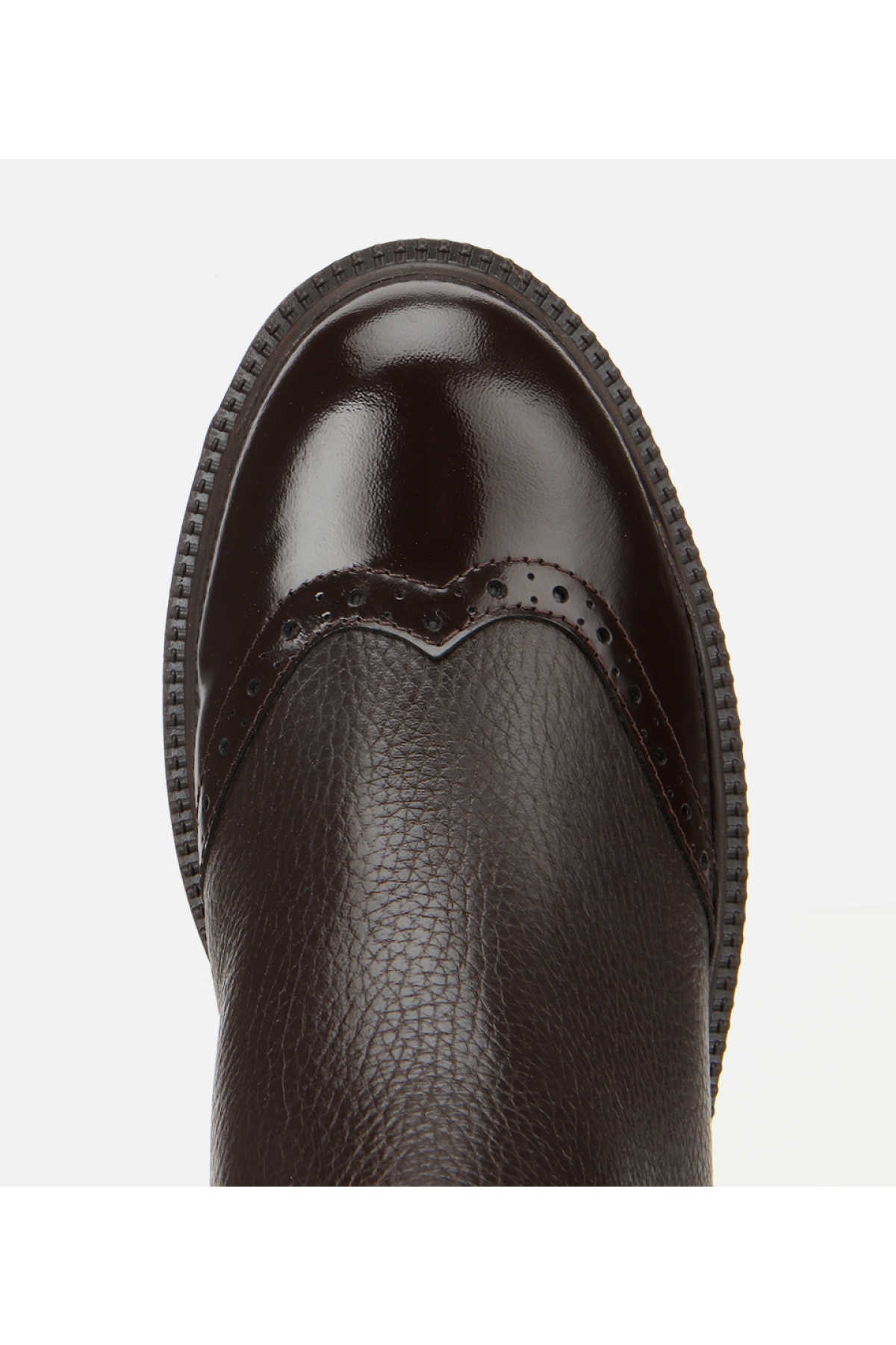 Kadın Deri Kahverengi Lastik Detaylı Dolgu Topuklu Bot - Görsel 5