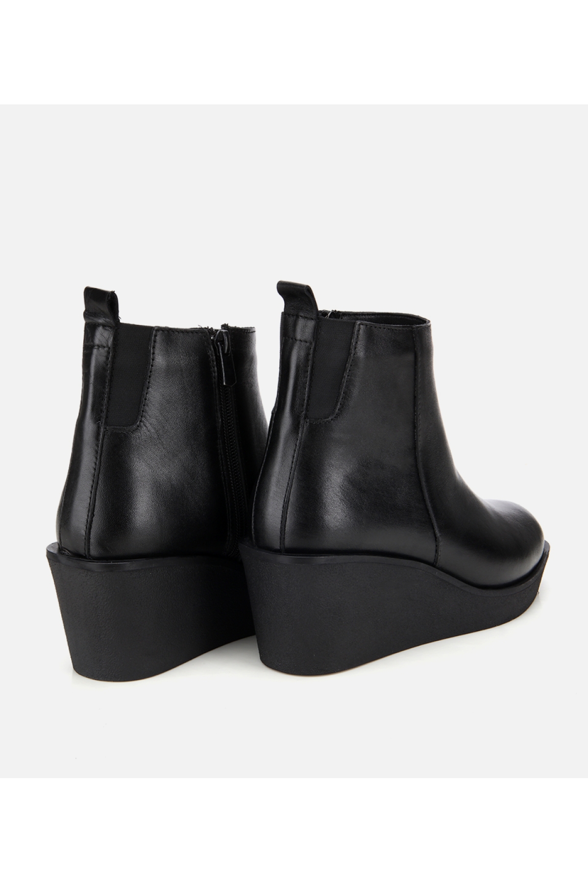 Kadın Deri Siyah Hafif Dolgu Bilekte Topuklu Bot - Görsel 4