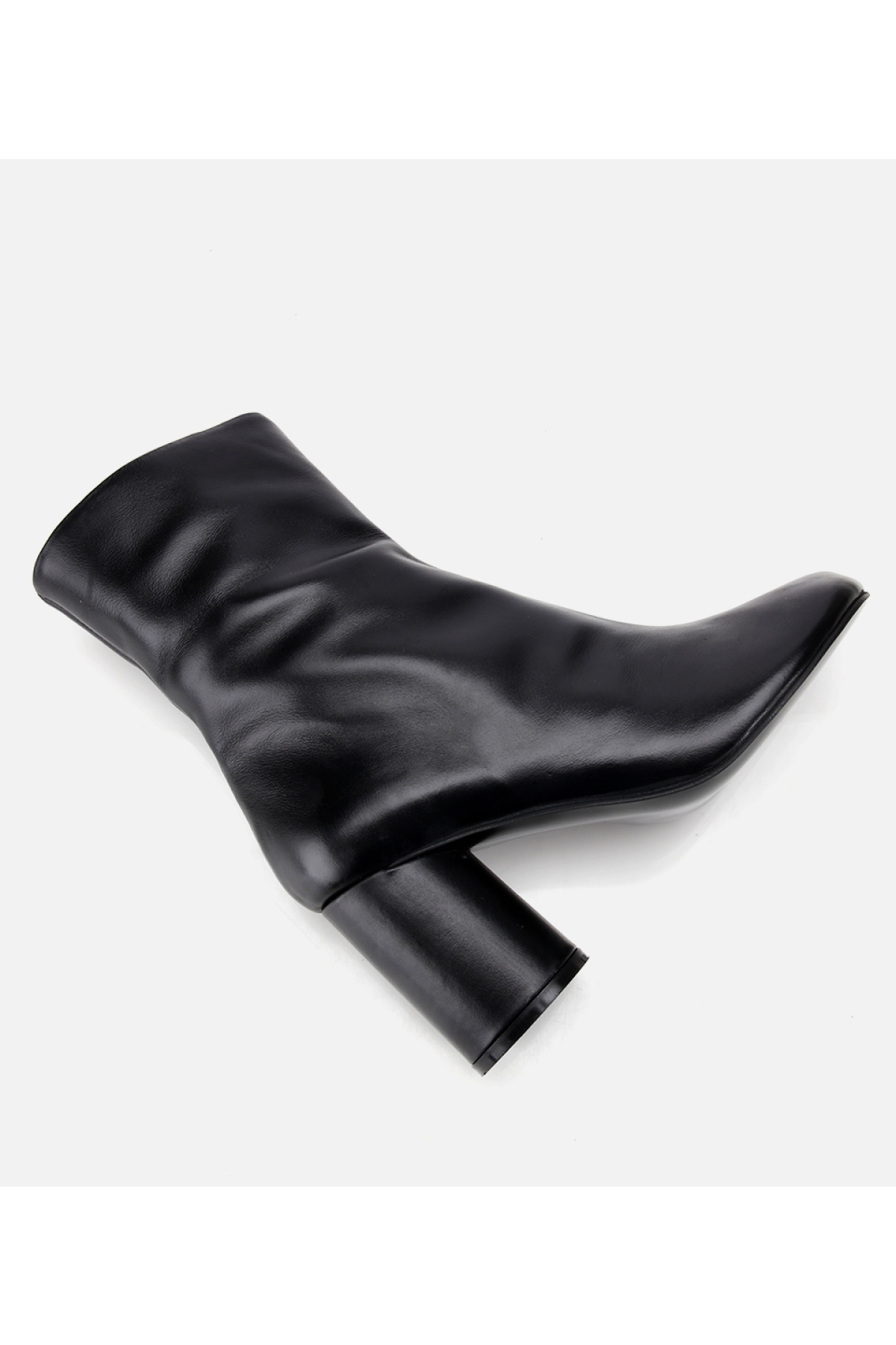 Kadın Deri Siyah Streç Blok Detaylı Topuklu Bot - Görsel 6