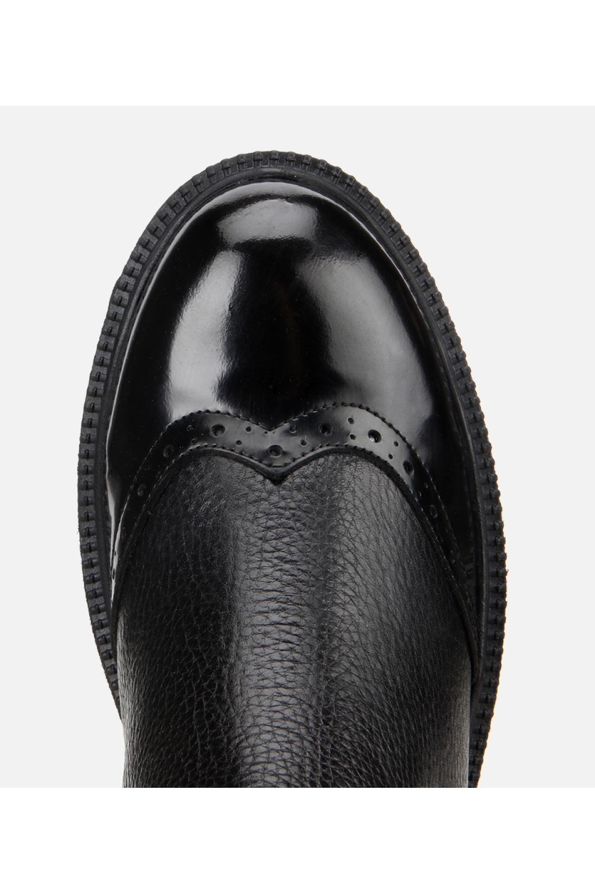 Kadın Deri Siyah Lastik Detaylı Dolgu Topuklu Bot - Görsel 5
