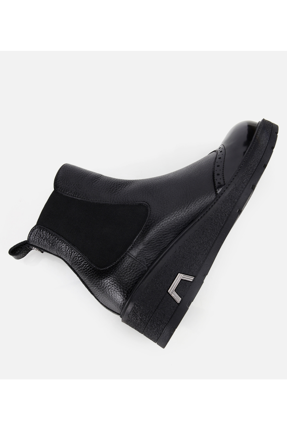 Kadın Deri Siyah Lastik Detaylı Dolgu Topuklu Bot - Görsel 6