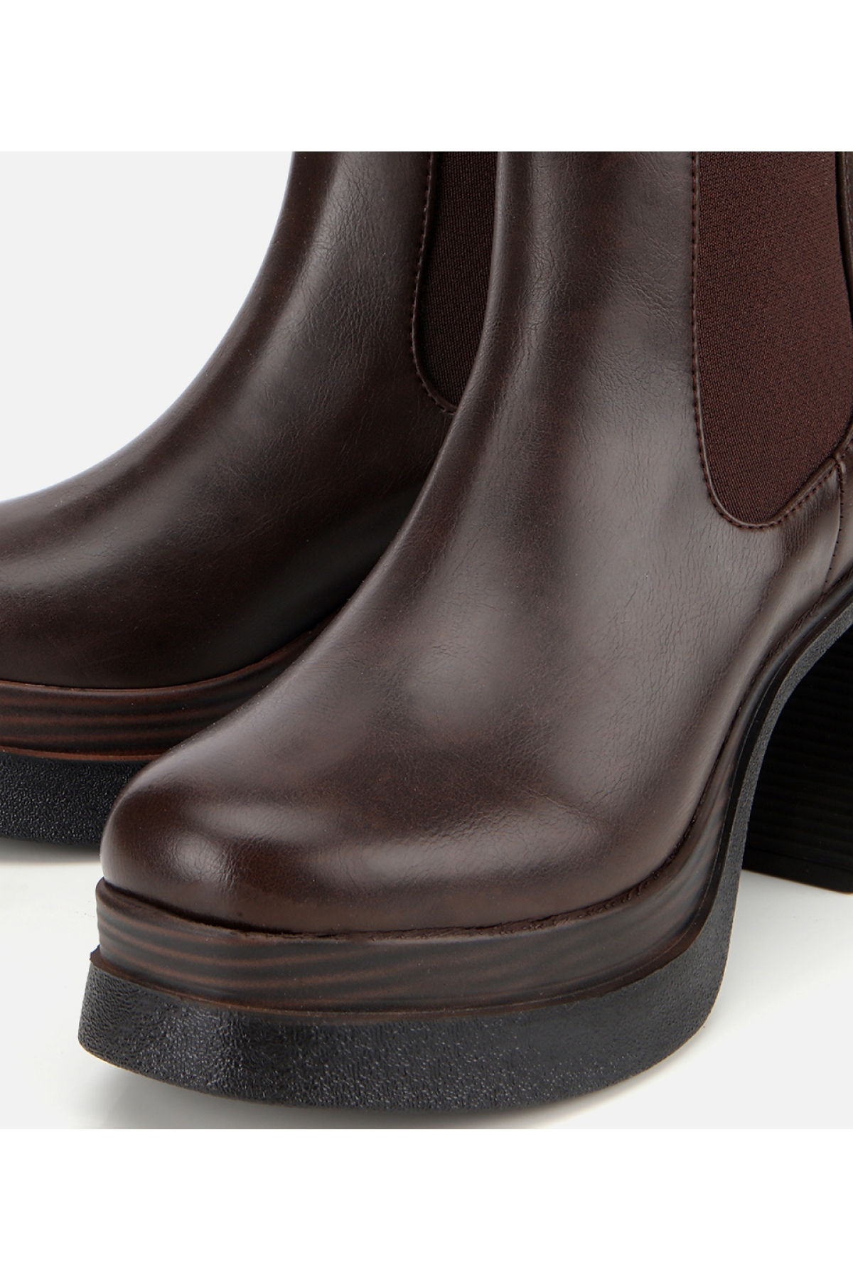 Kadın Kahverengi Lastik Detaylı Kalın Topuklu Bot - Görsel 3