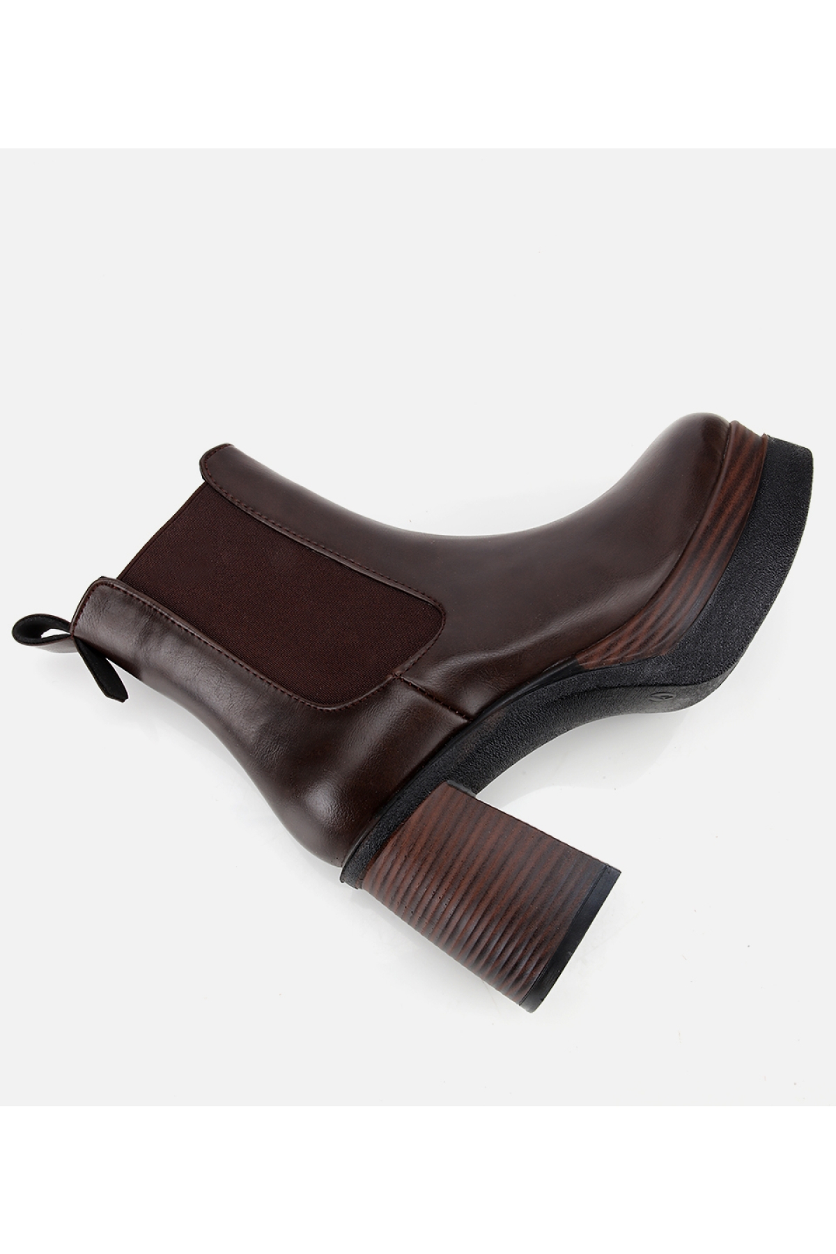 Kadın Kahverengi Lastik Detaylı Kalın Topuklu Bot - Görsel 6