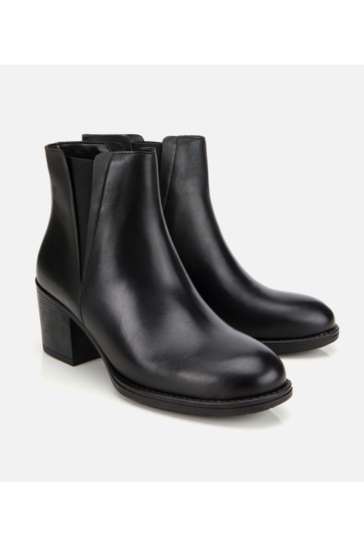 Kadın Deri Siyah Lastik Detaylı Bilekte Topuklu Bot - Görsel 2