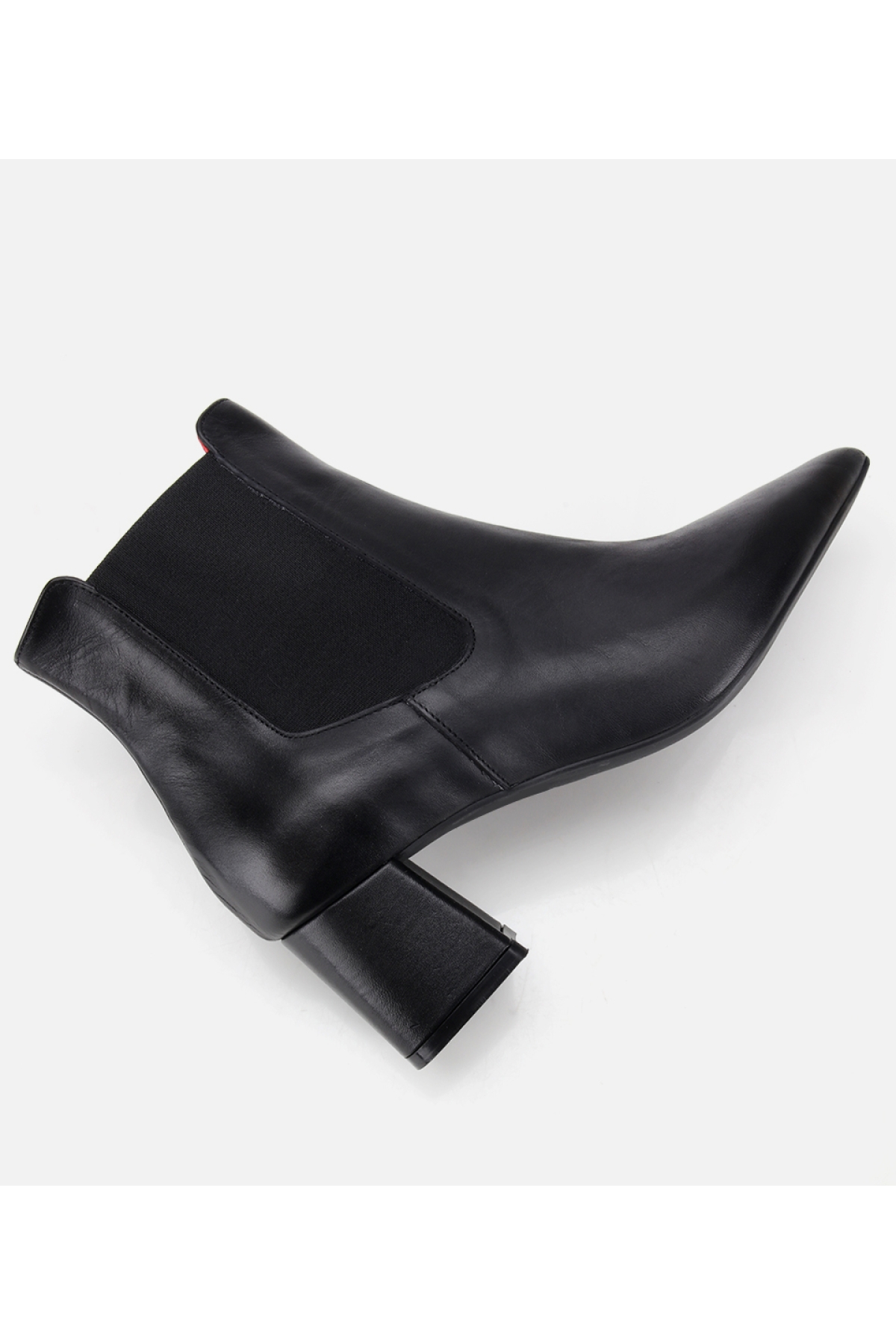 Kadın Deri Siyah Yumuşak Dokulu Lastik Detaylı Topuklu Bot - Görsel 6
