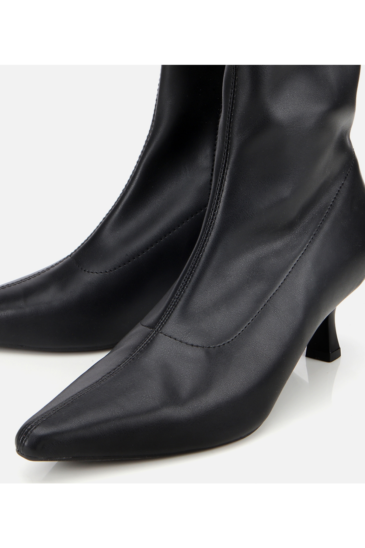 Kadın Siyah Streç Fermuarlı Bilekte Kısa Topuklu Bot - Görsel 3