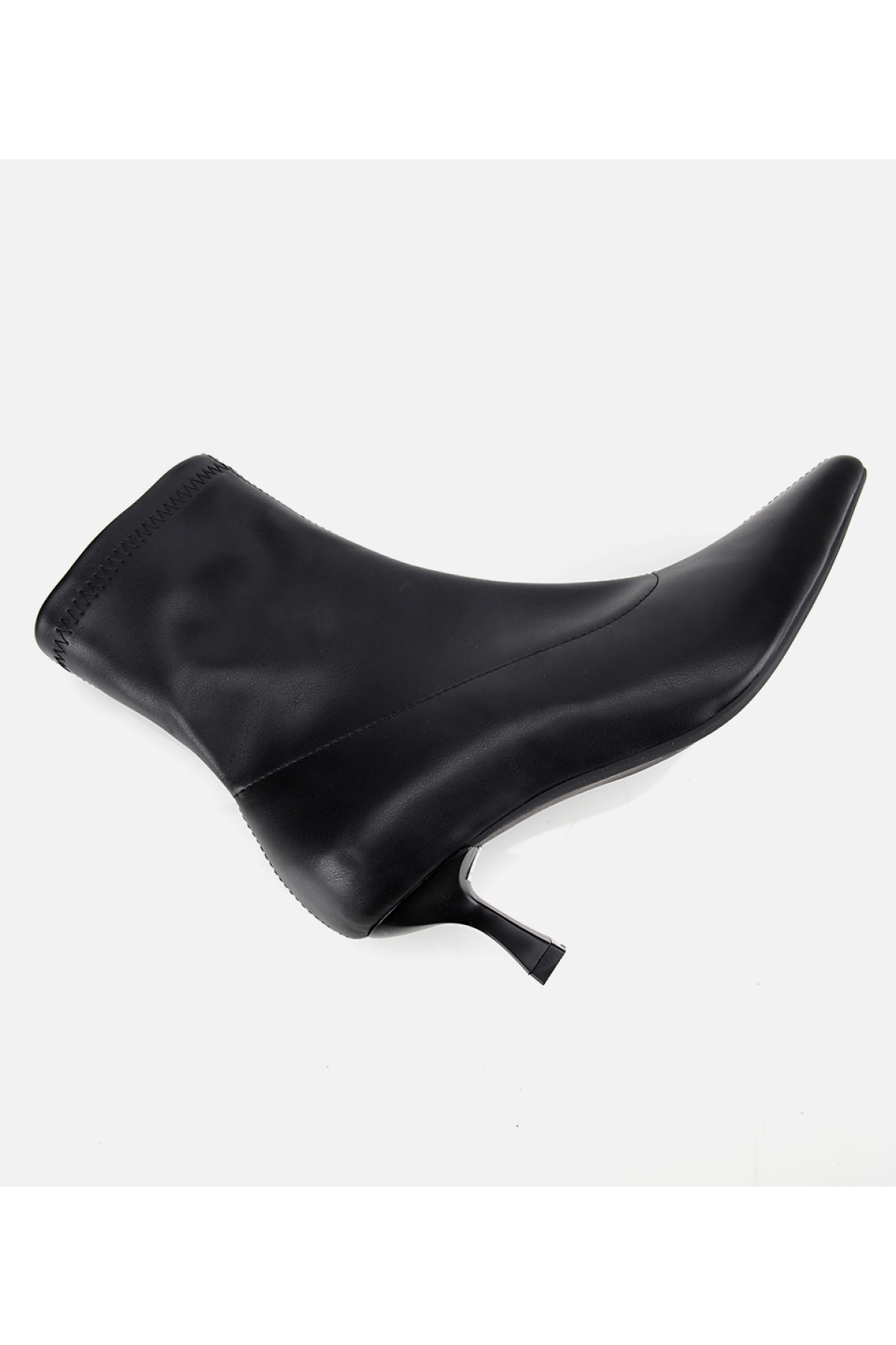 Kadın Siyah Streç Fermuarlı Bilekte Kısa Topuklu Bot - Görsel 6