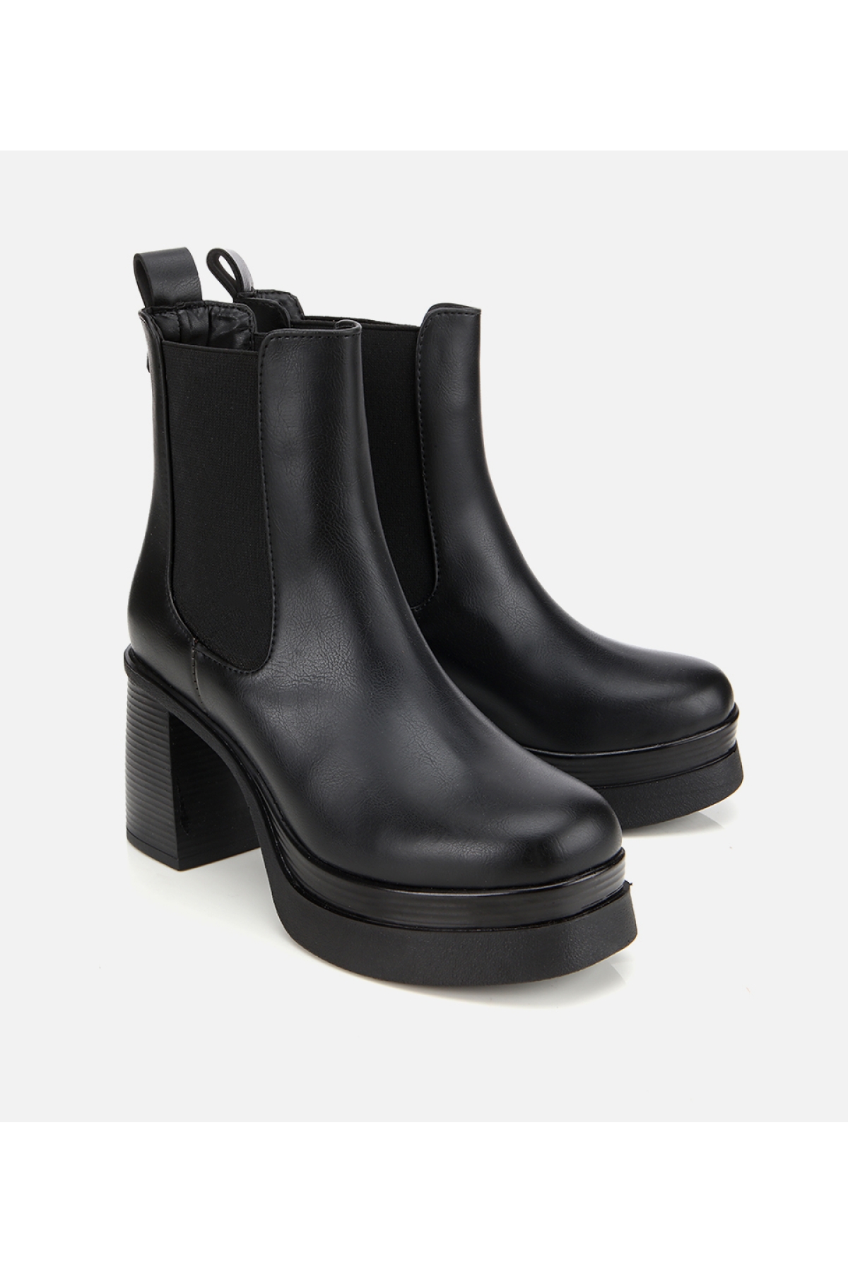 Kadın Siyah Lastik Detaylı Kalın Topuklu Bot - Görsel 2