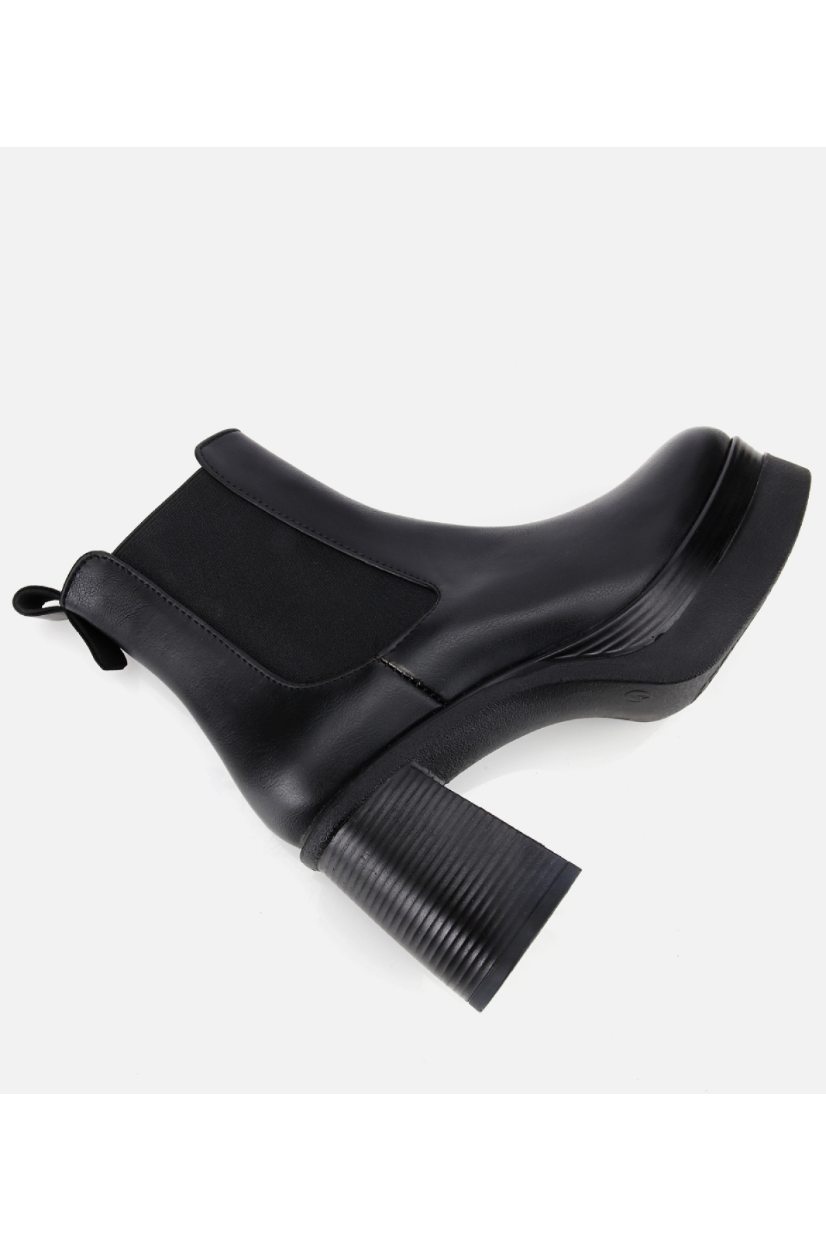 Kadın Siyah Lastik Detaylı Kalın Topuklu Bot - Görsel 6