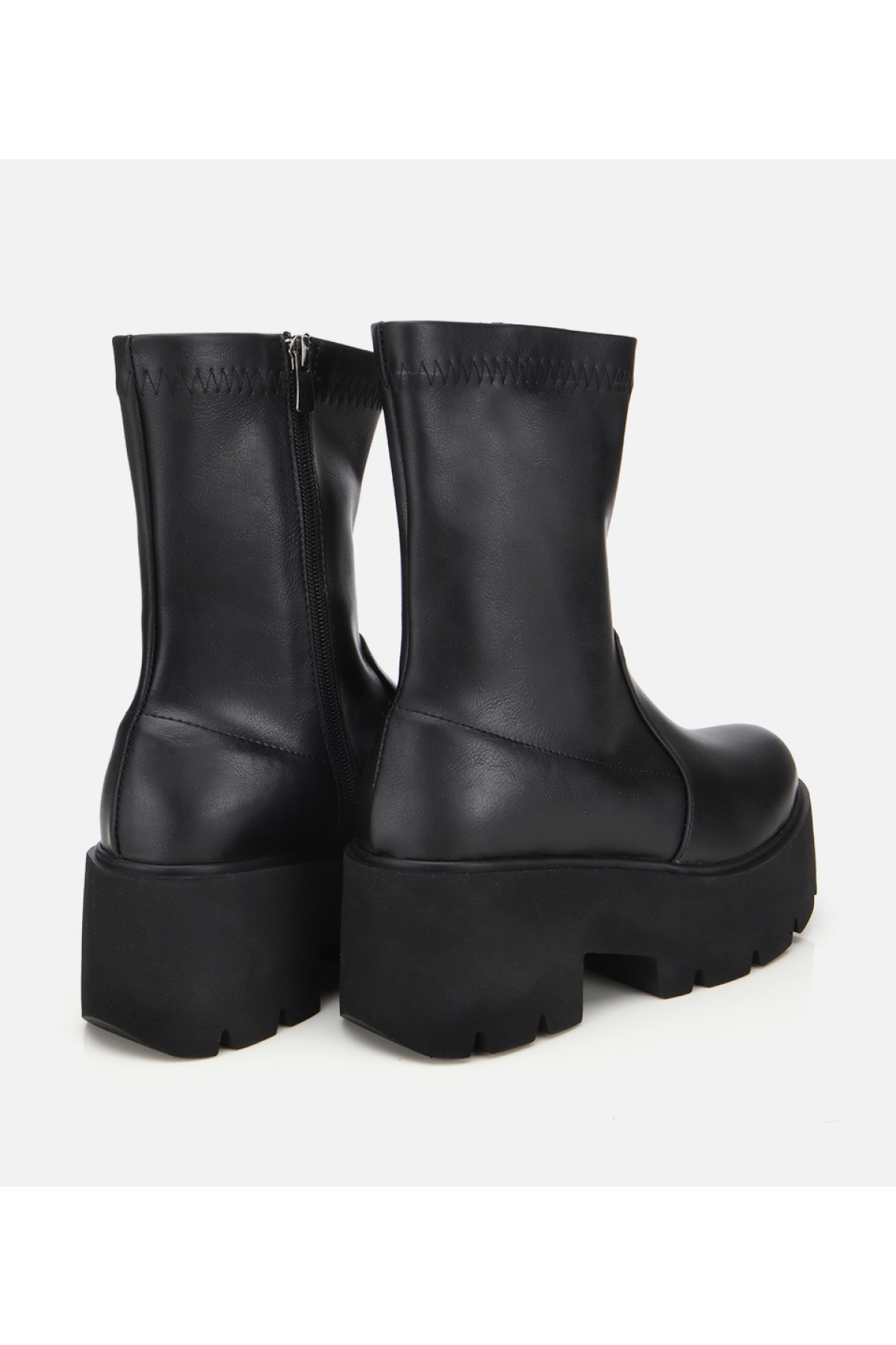 Kadın Siyah Streç Kalın Tabanlı Yüksek Topuklu Bot - Görsel 4