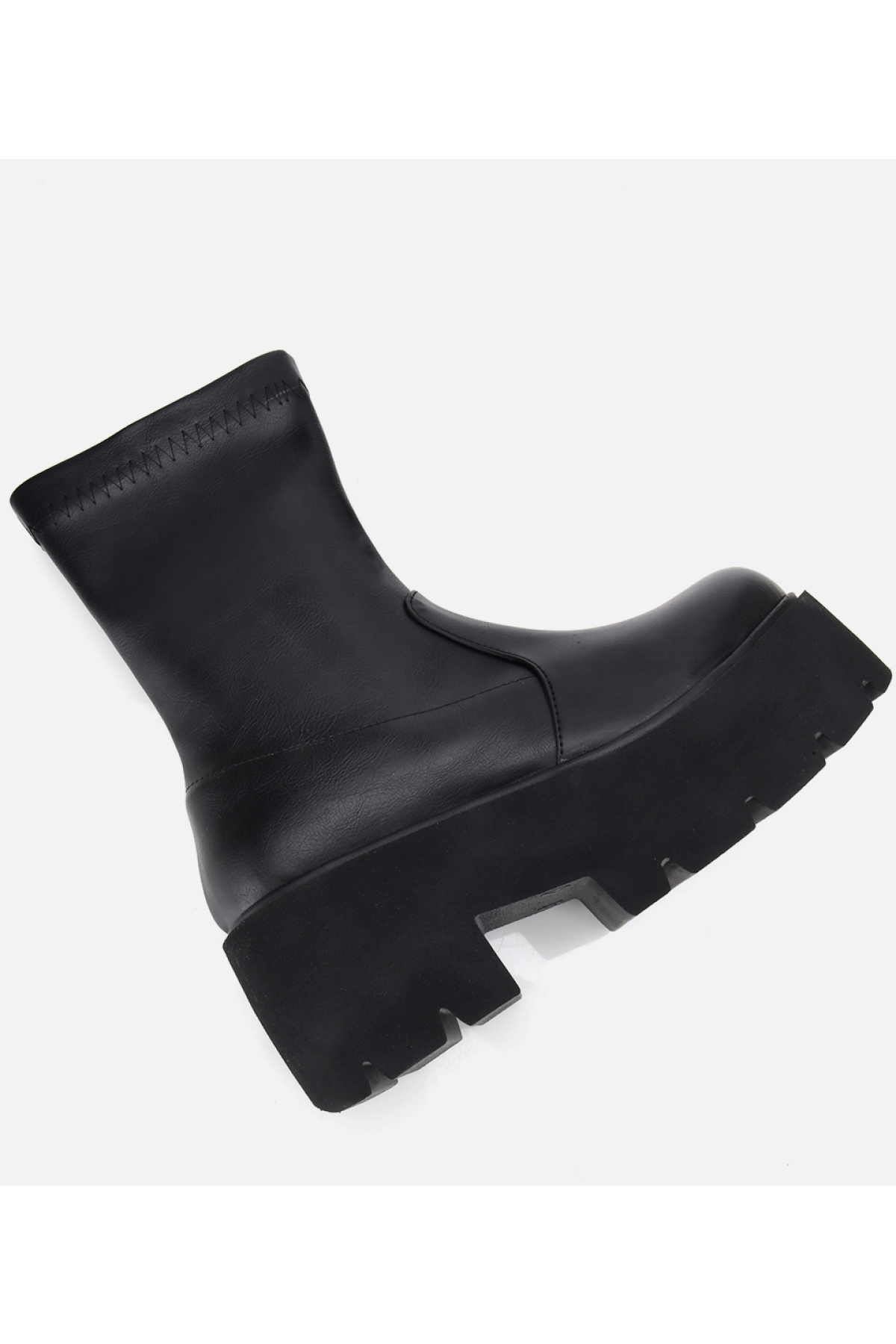 Kadın Siyah Streç Kalın Tabanlı Yüksek Topuklu Bot - Görsel 6