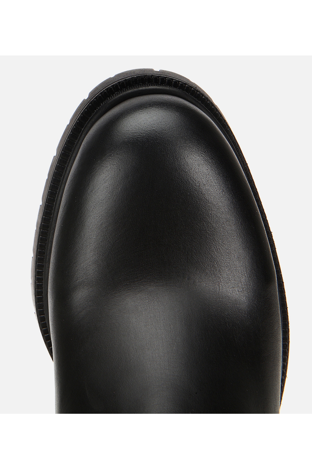 Kadın Deri Siyah Lastik Detaylı Kalın Topuklu Bot - Görsel 5