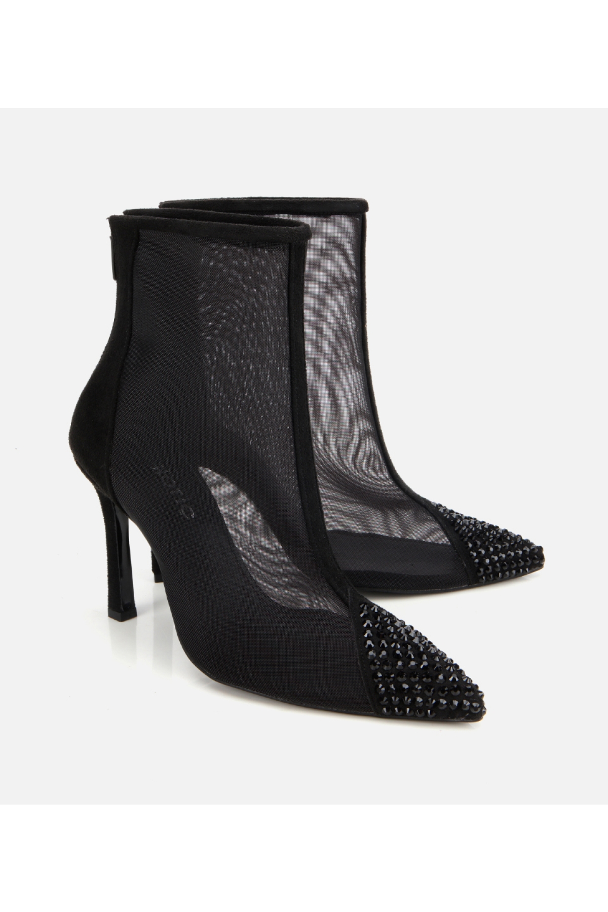 Kadın Siyah Transparan Taş Detaylı Bilekte Topuklu Bot - Görsel 2