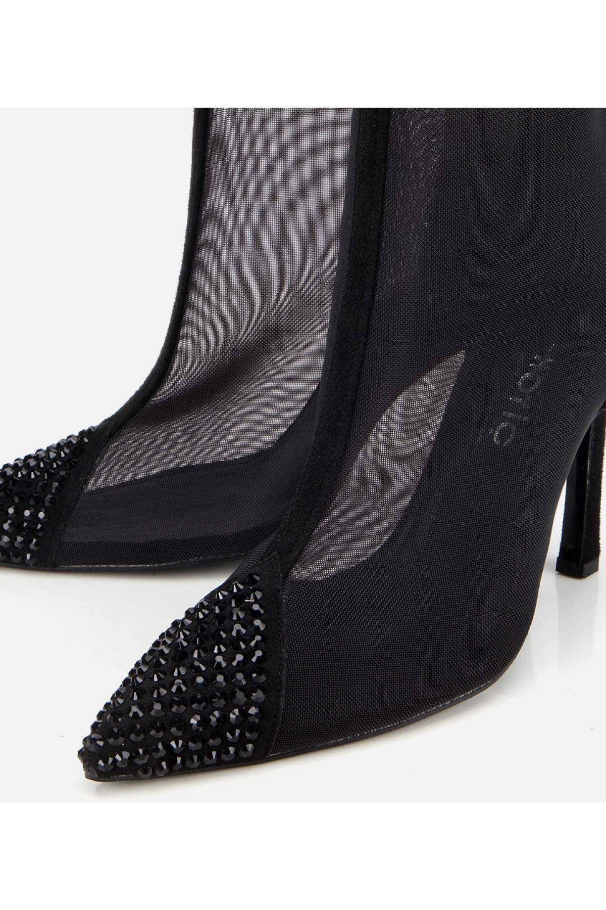 Kadın Siyah Transparan Taş Detaylı Bilekte Topuklu Bot - Görsel 3