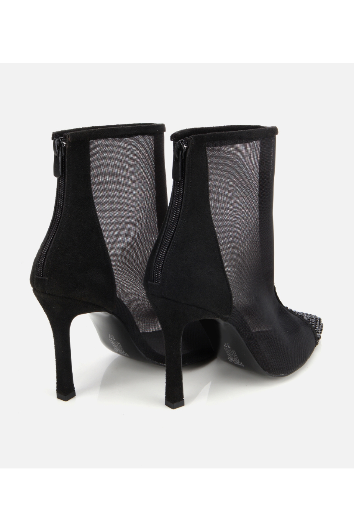 Kadın Siyah Transparan Taş Detaylı Bilekte Topuklu Bot - Görsel 4