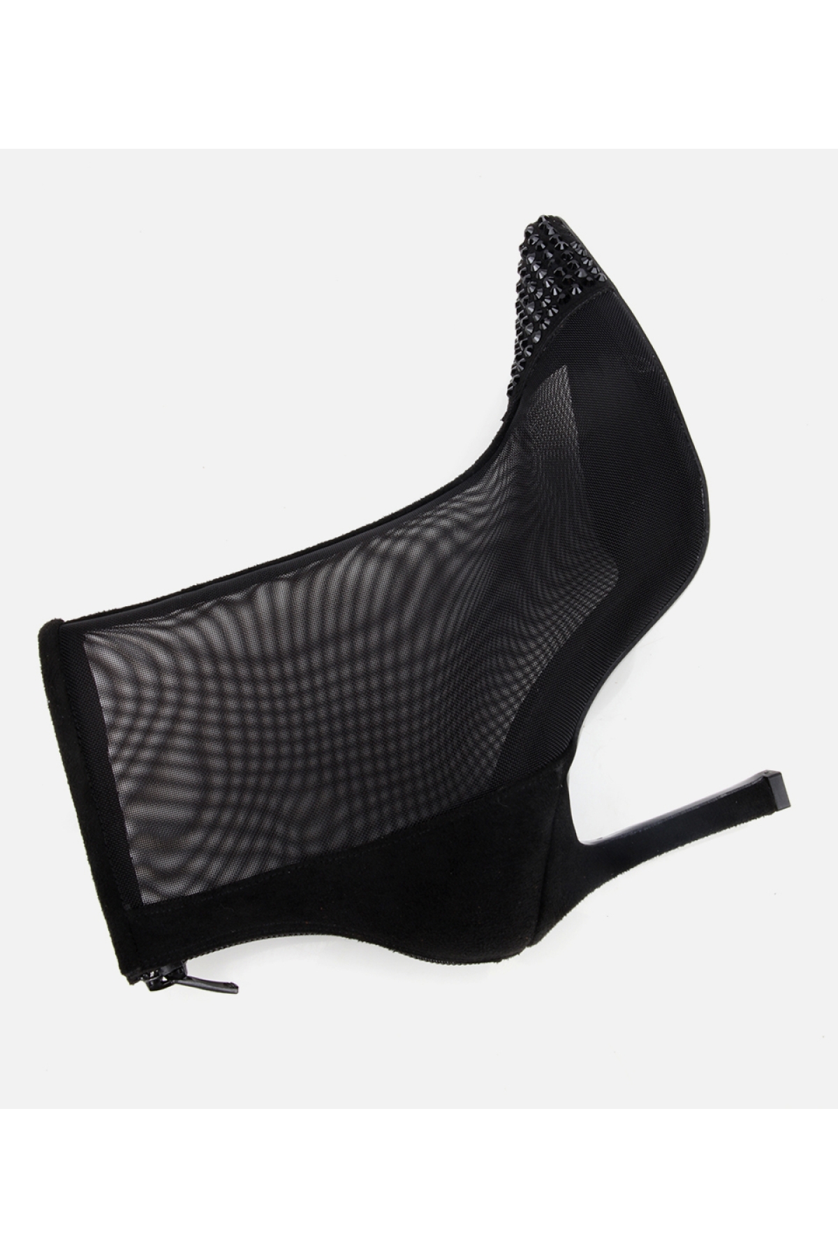Kadın Siyah Transparan Taş Detaylı Bilekte Topuklu Bot - Görsel 6