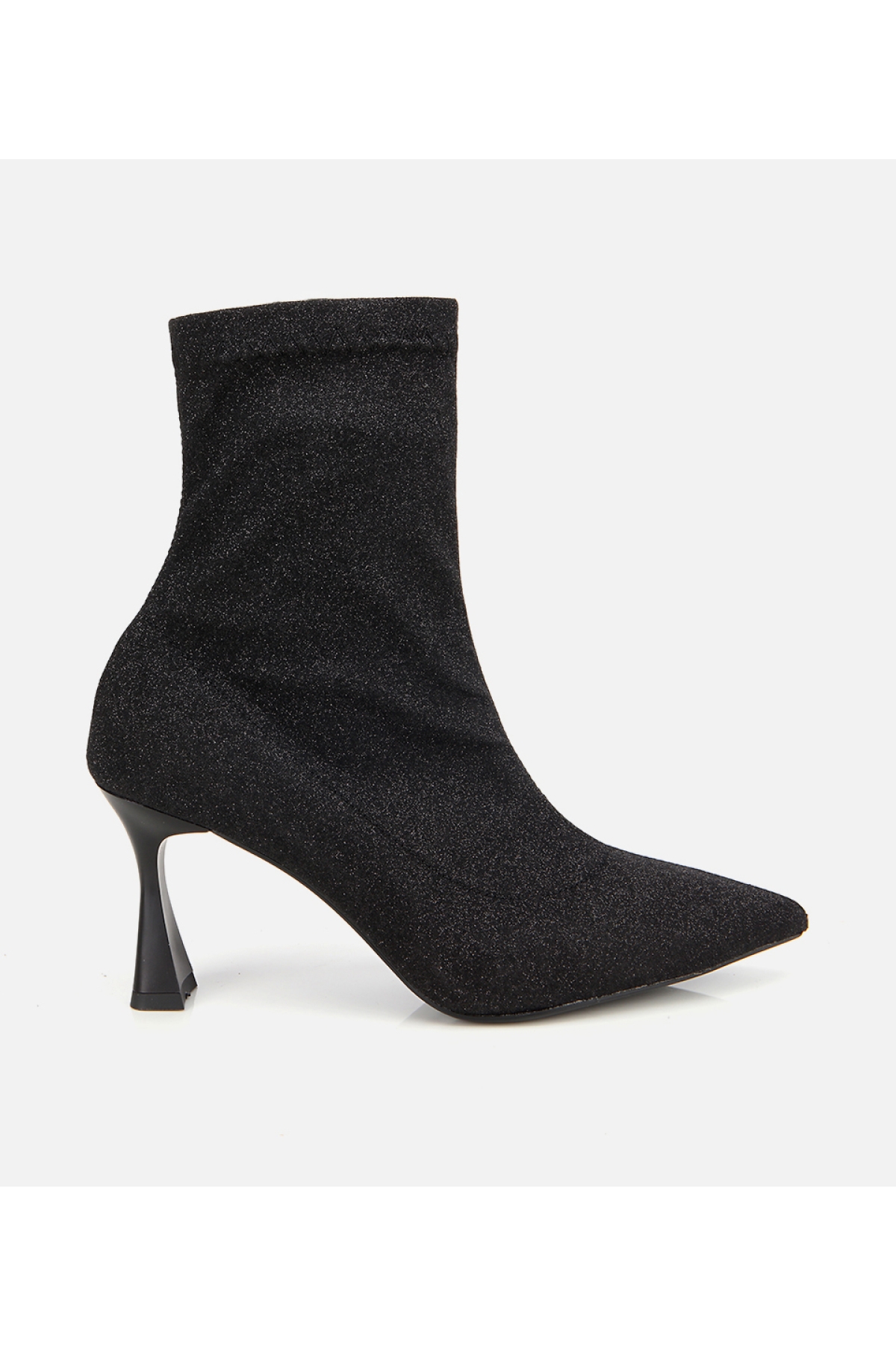 Hotiç Kadın Siyah Simli Streç Fermuarlı Bilekte İnce Topuklu Bot model görseli