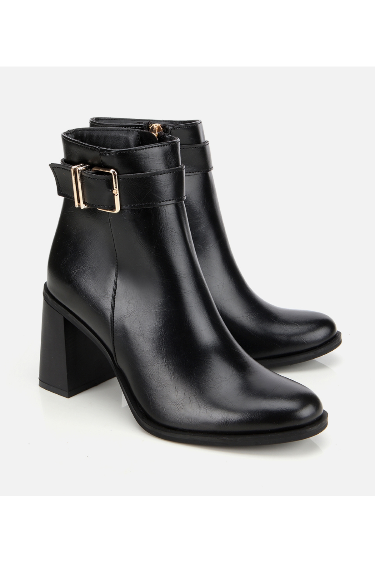 Kadın Siyah Tokalı Topuklu Bilekte Bot - Görsel 2