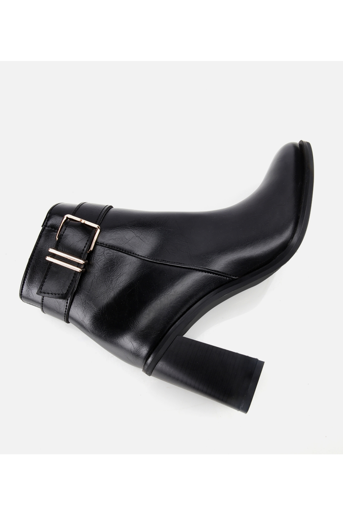 Kadın Siyah Tokalı Topuklu Bilekte Bot - Görsel 6