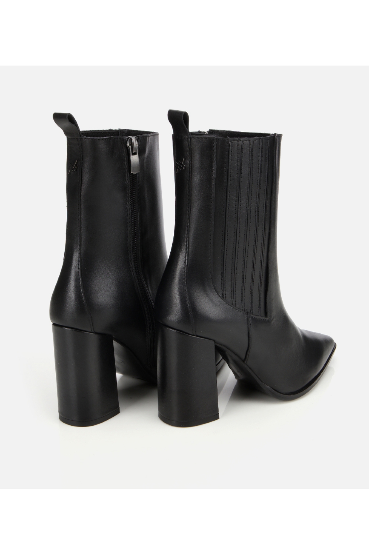 Kadın Deri Siyah Lastik Detaylı Topuklu Bot - Görsel 4