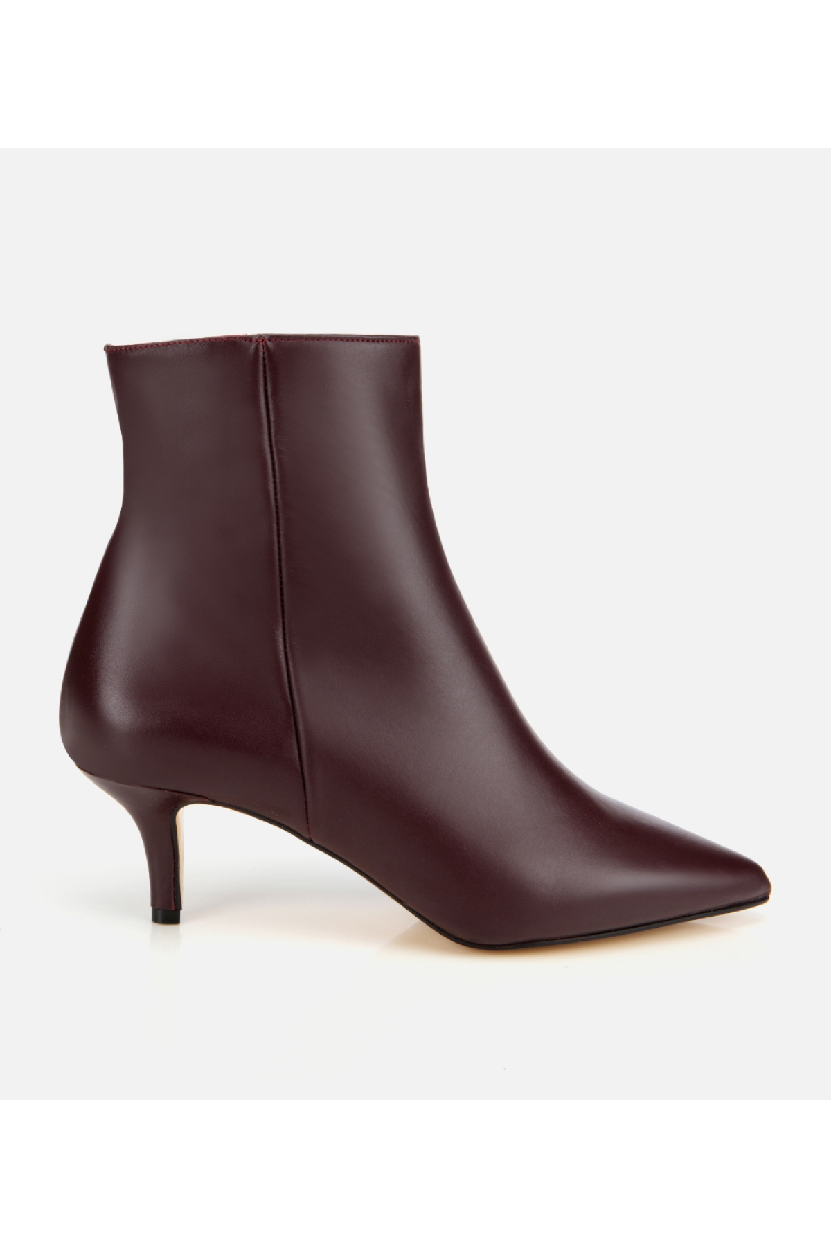 Kadın Deri Bordo Yarım Topuklu Bot