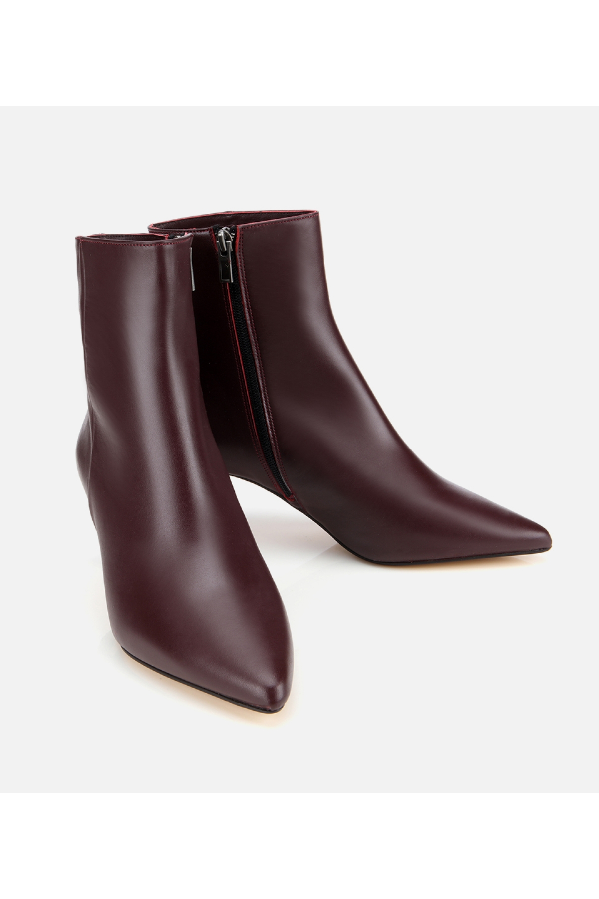 Kadın Deri Bordo Yarım Topuklu Bot - Görsel 2
