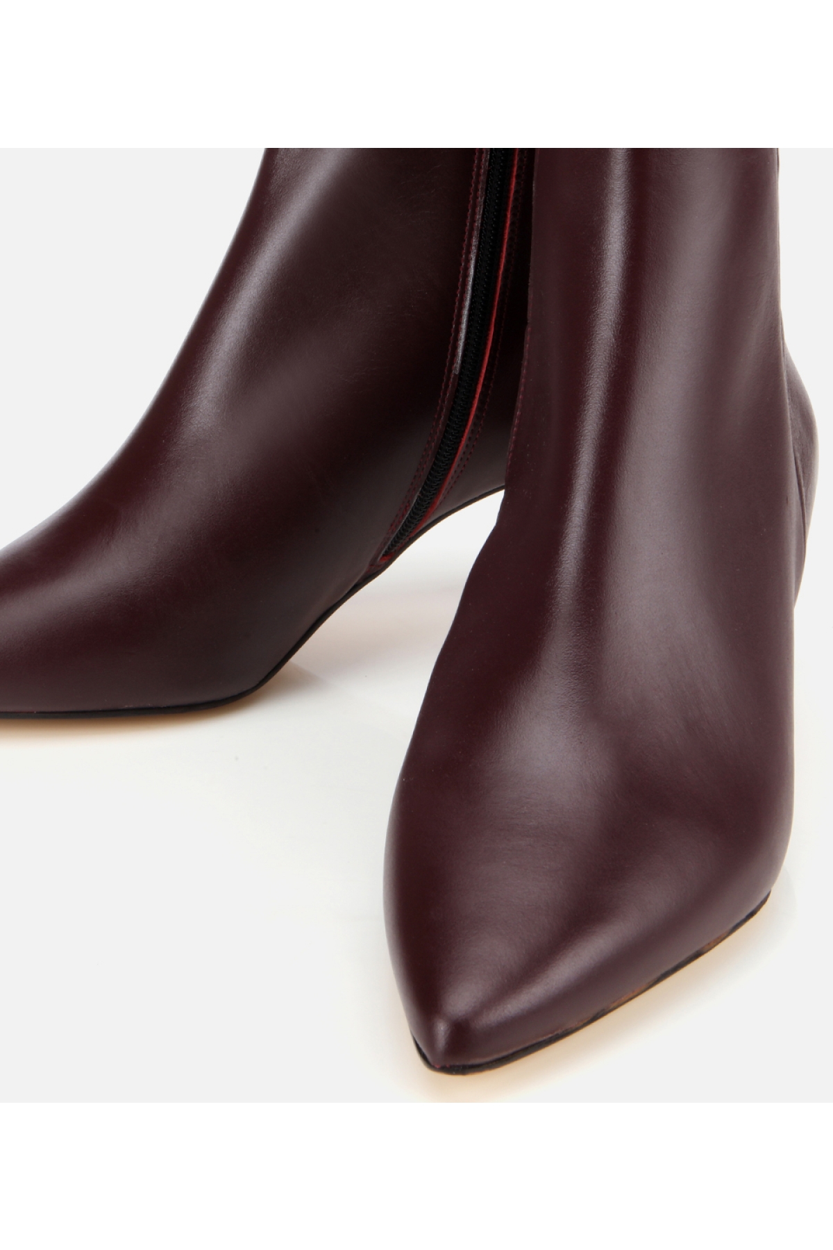Kadın Deri Bordo Yarım Topuklu Bot - Görsel 3