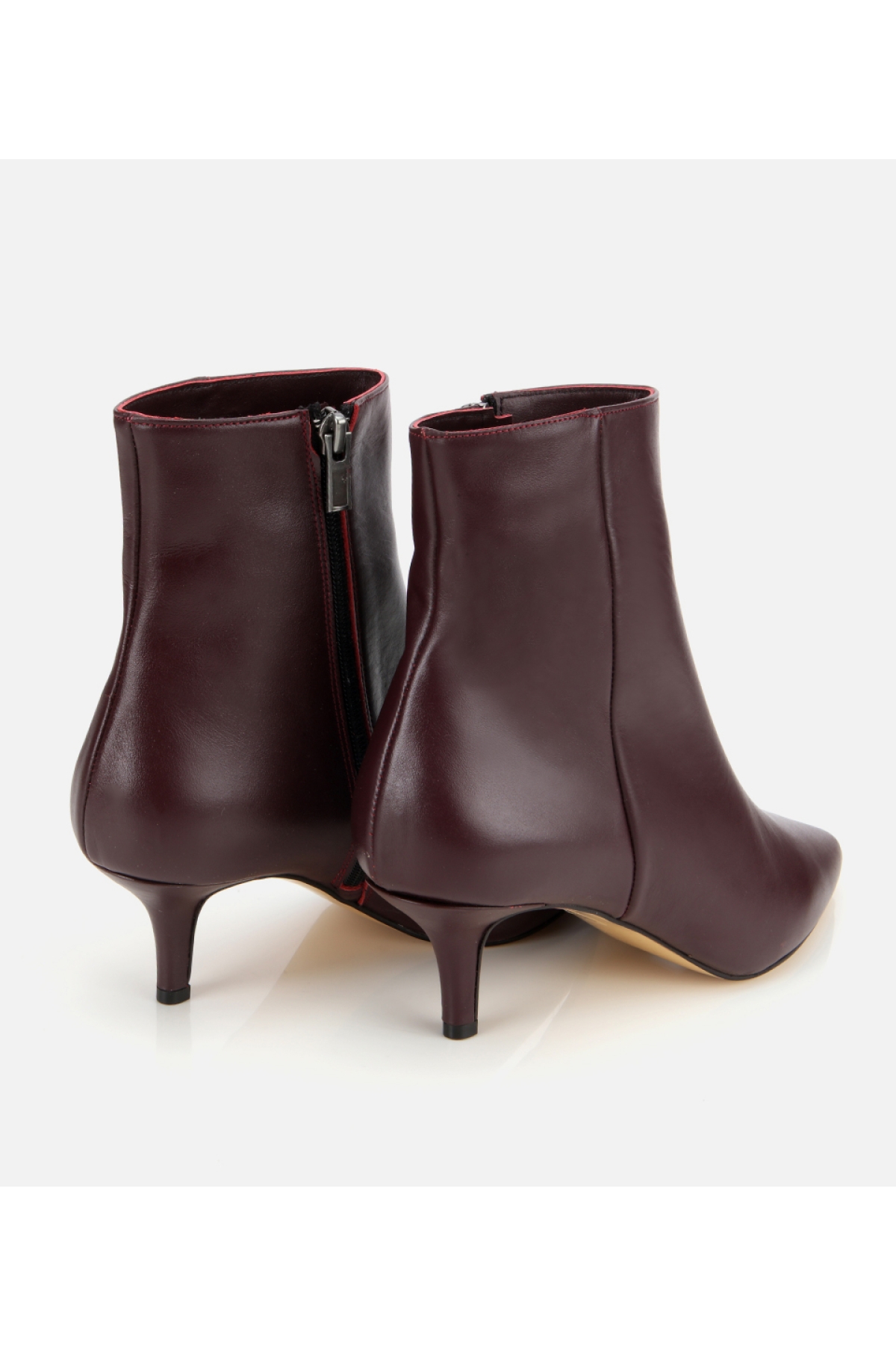 Kadın Deri Bordo Yarım Topuklu Bot - Görsel 4
