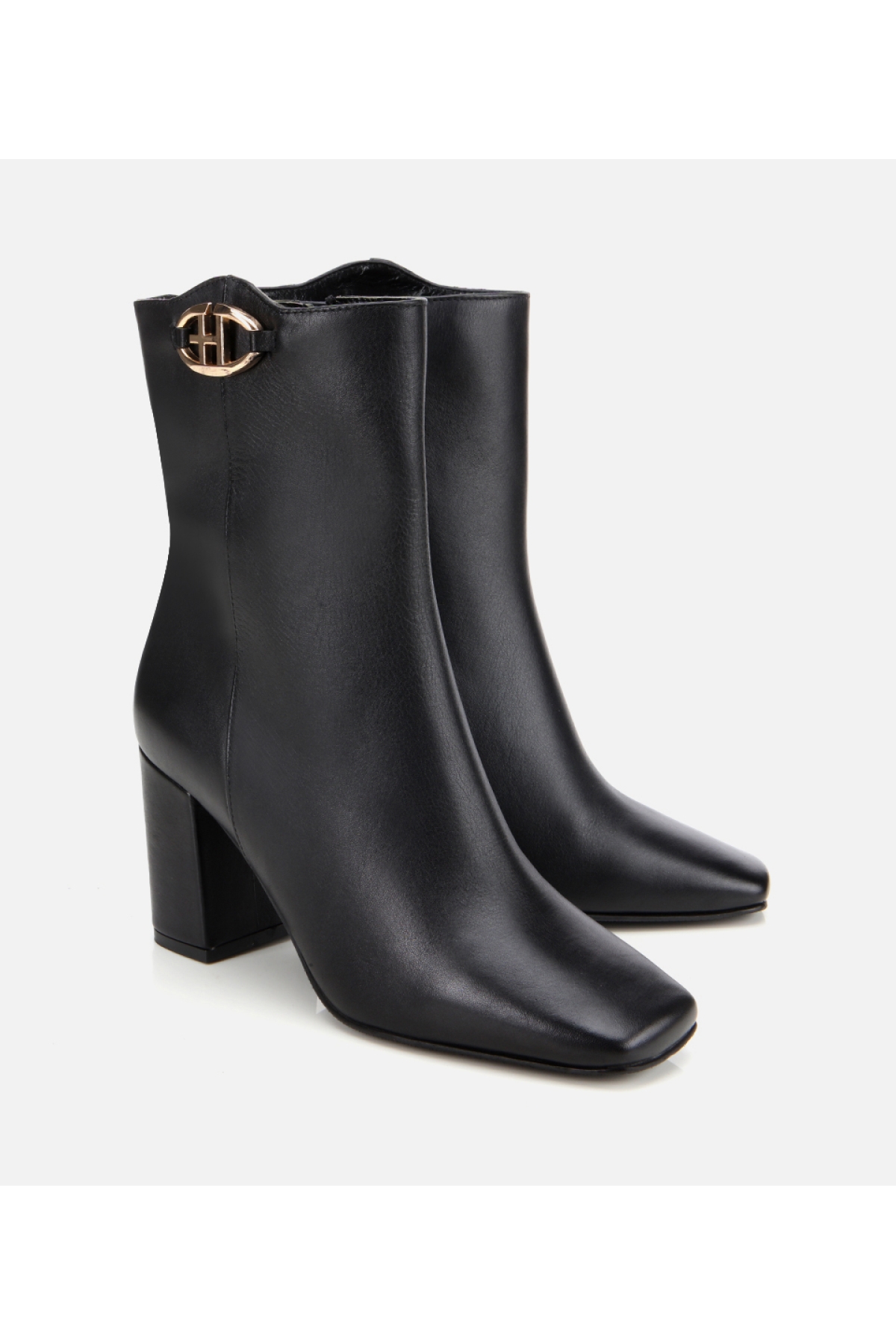 Kadın Deri Siyah Kare Uçlu Bilekte Topuklu Bot - Görsel 2