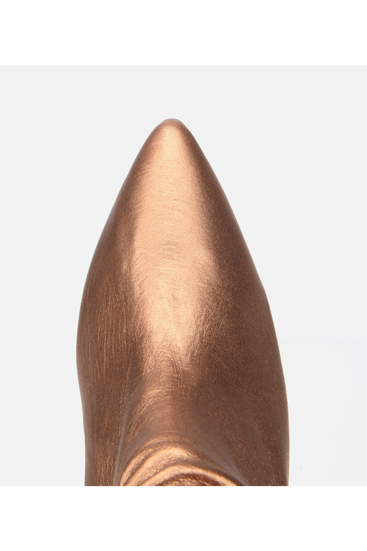 Kadın Deri Bronz Büzgülü Sivri Burunlu İnce Topuklu Bot - Görsel 5