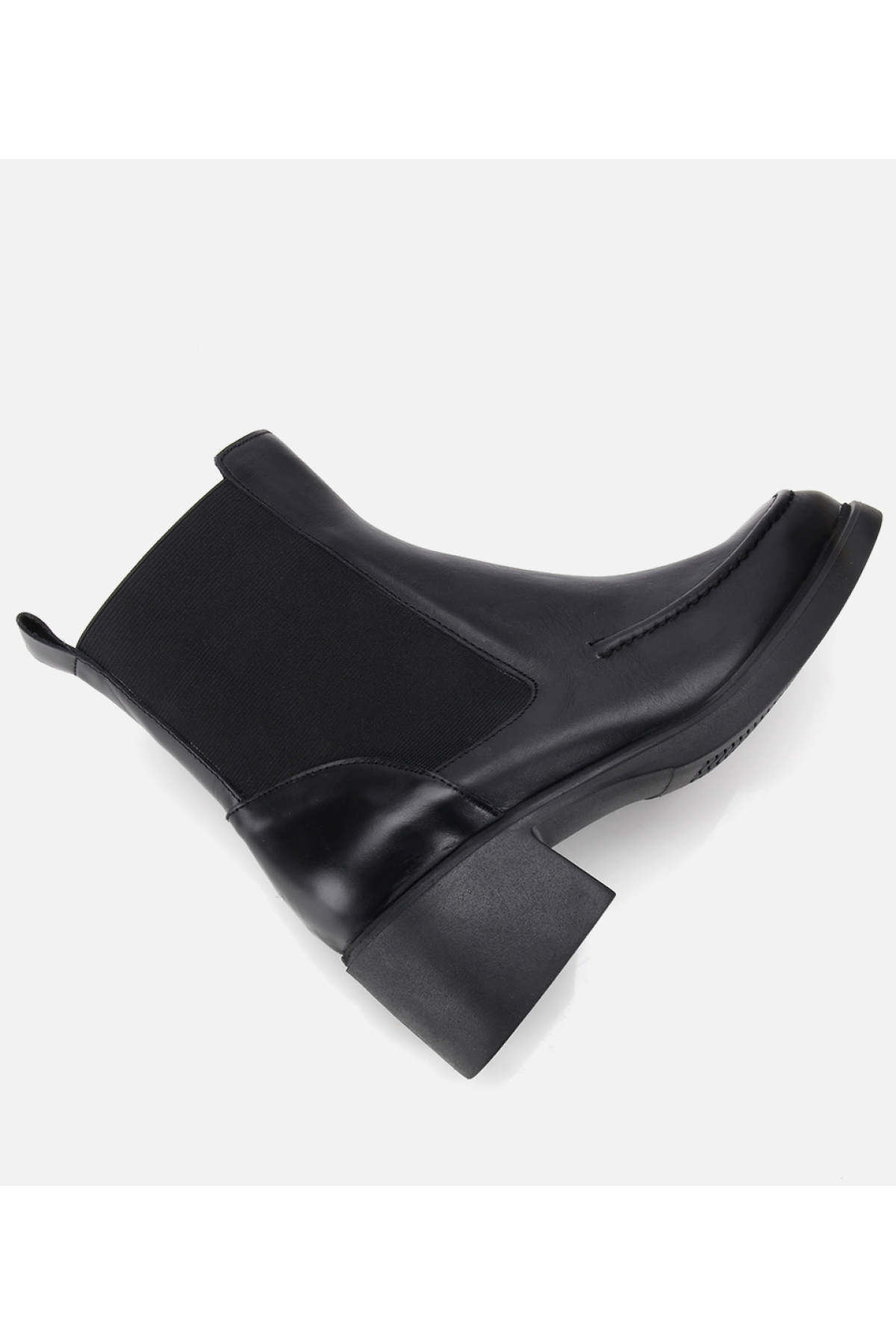 Kadın Deri Siyah Lastik Detaylı Topuklu Bot - Görsel 6