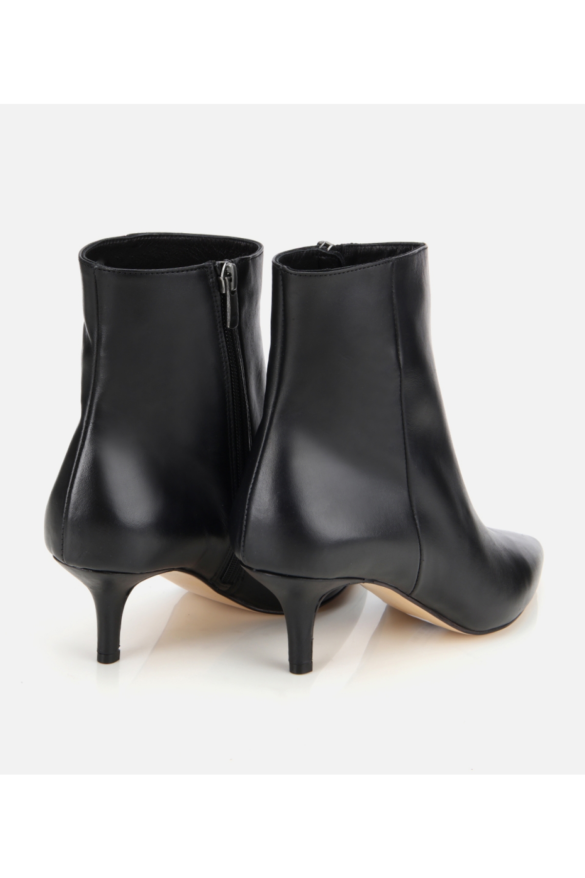 Kadın Deri Siyah Yarım Topuklu Bot - Görsel 4