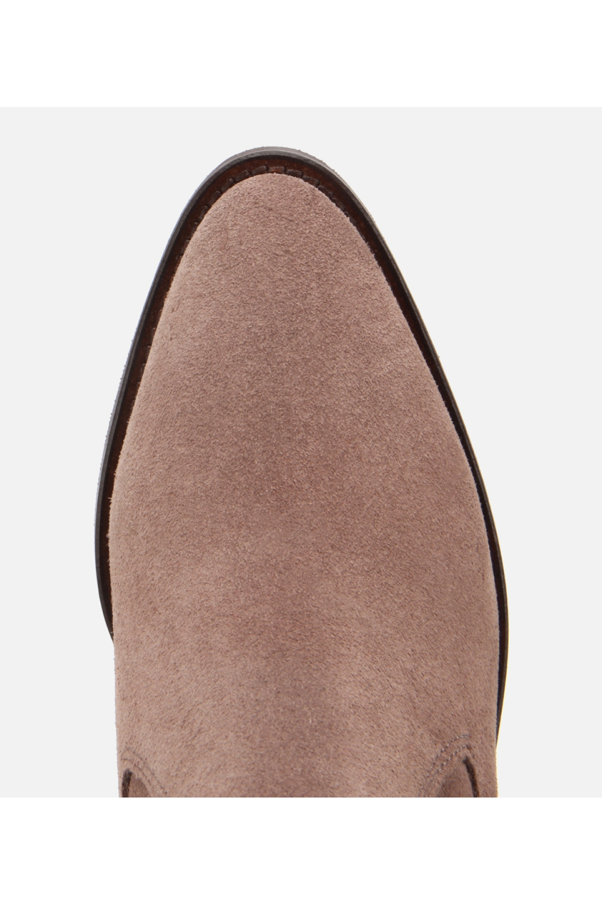 Kadın Süet Deri Vizon Sivri Burunlu Lastik Detaylı Topuklu Bot - Görsel 5