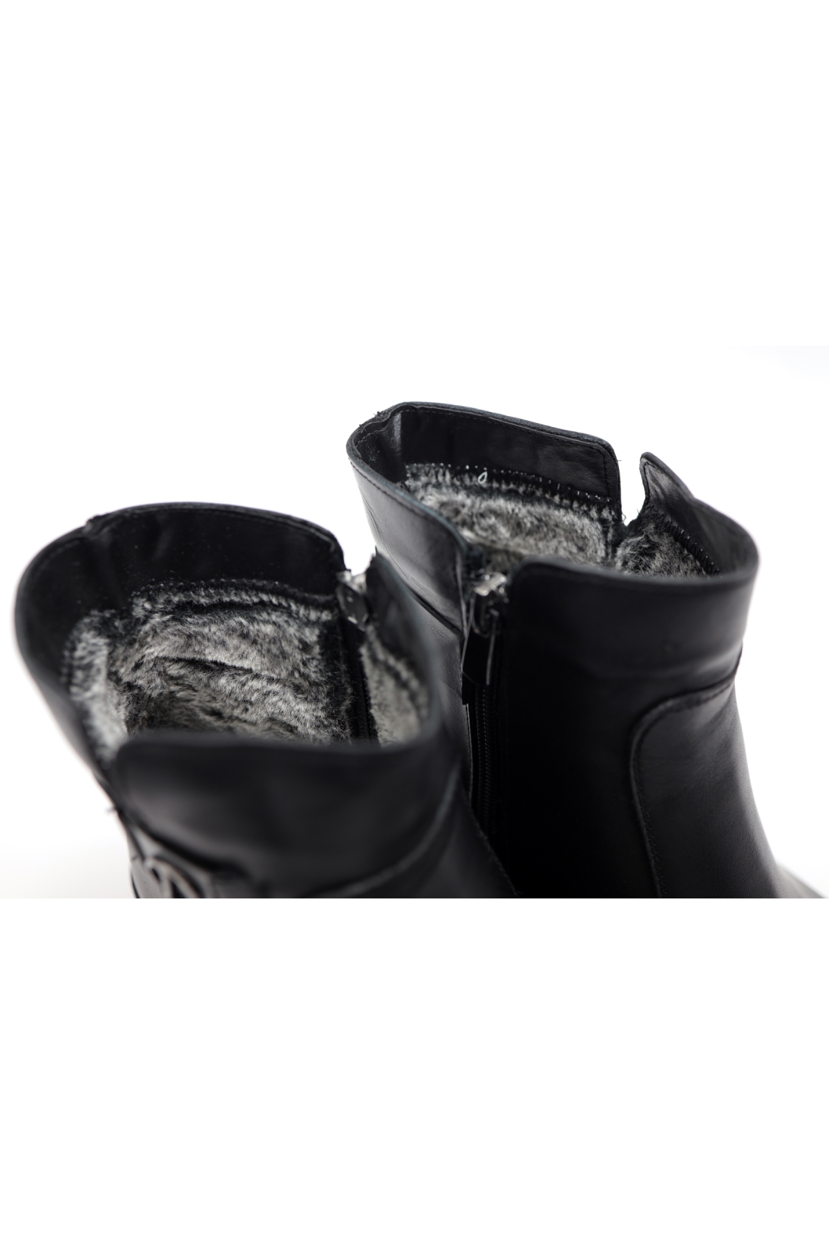 M.Y 822 Siyah Termo Taban Hakiki Deri Kadın Bot - Görsel 6
