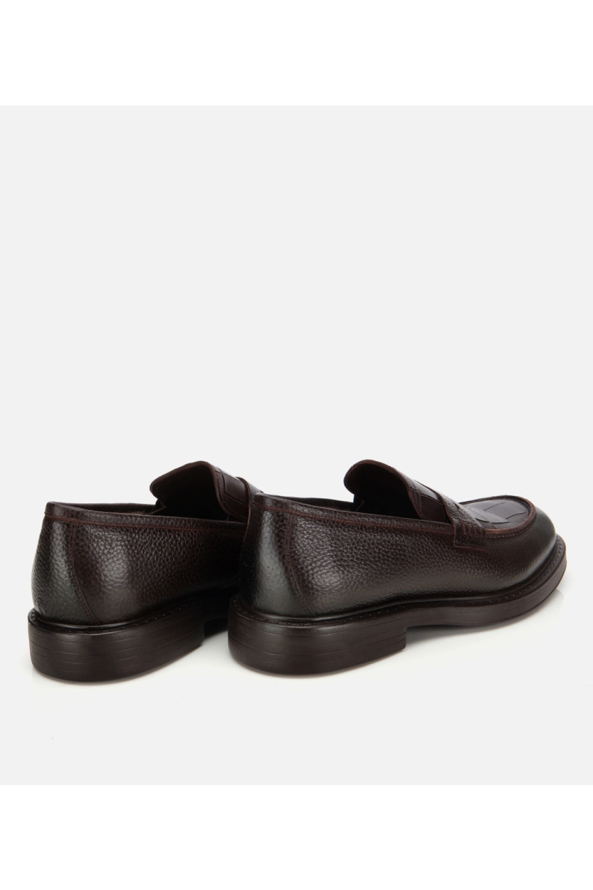 Erkek Deri Kahverengi Kroko Detaylı Klasik Loafer - Görsel 4