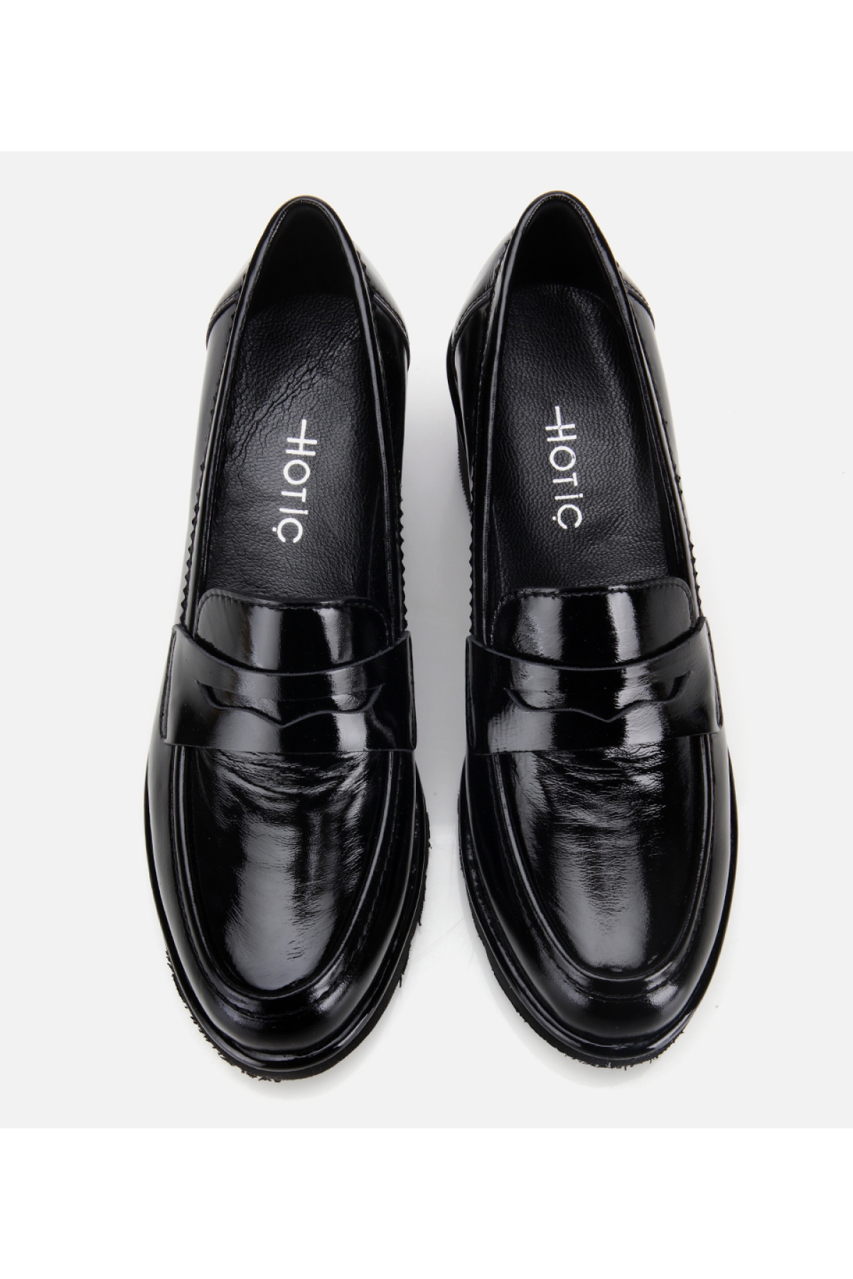 Kadın Rugan Deri Siyah Dolgu topuklu Günlük Loafer - Görsel 6