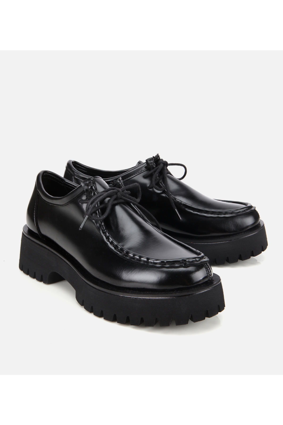 Kadın Siyah Dikiş Burunlu Kalın Tabanlı Günlük Loafer - Görsel 2