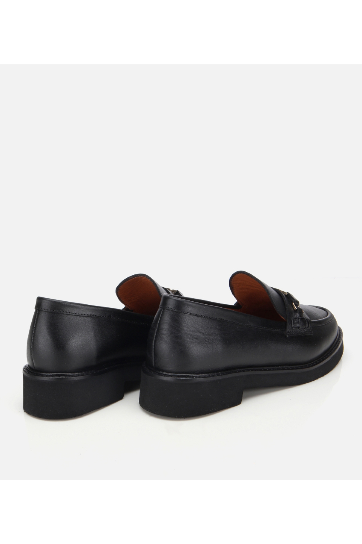 Kadın Deri Siyah Tokalı Klasik Loafer - Görsel 4