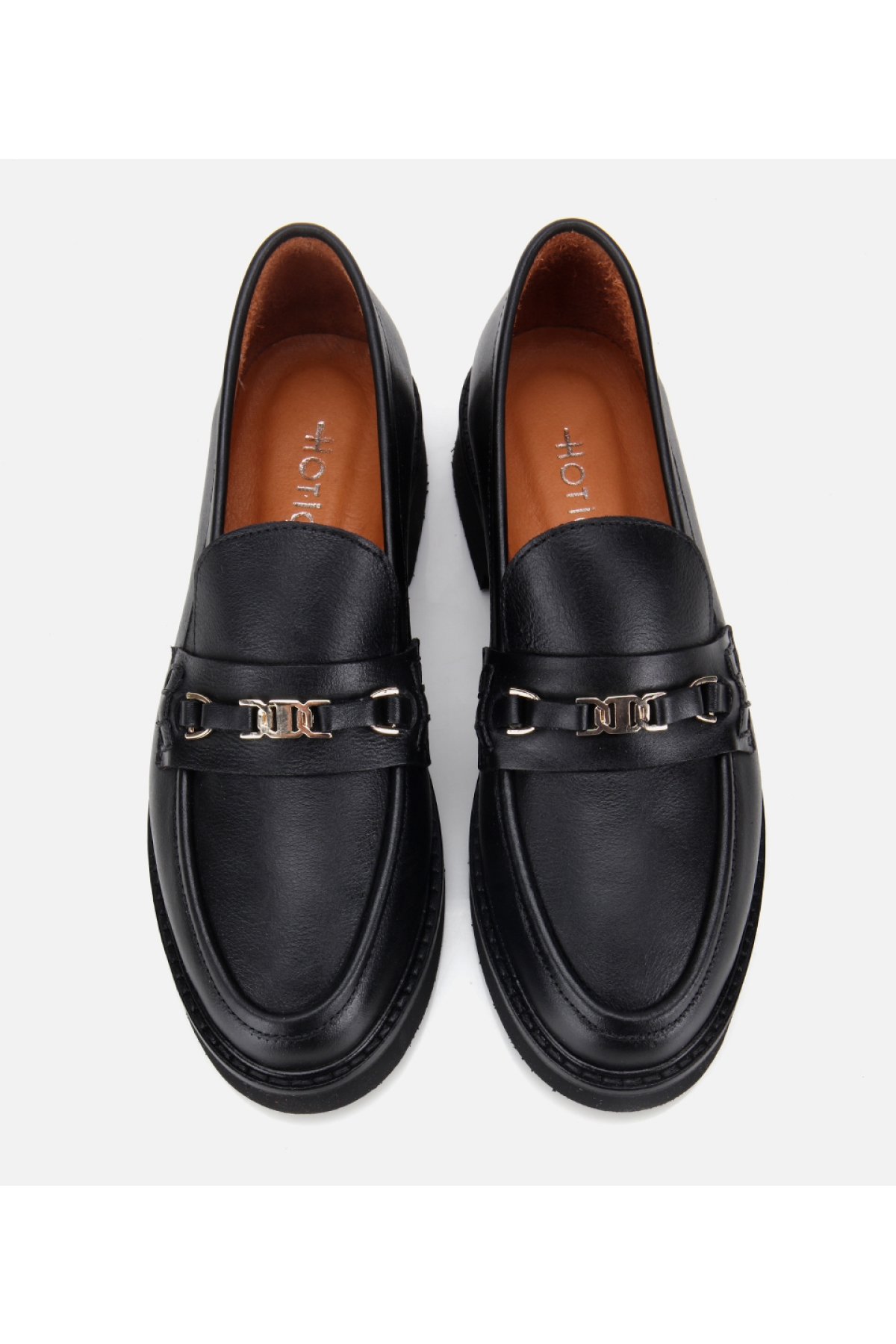 Kadın Deri Siyah Tokalı Klasik Loafer - Görsel 6