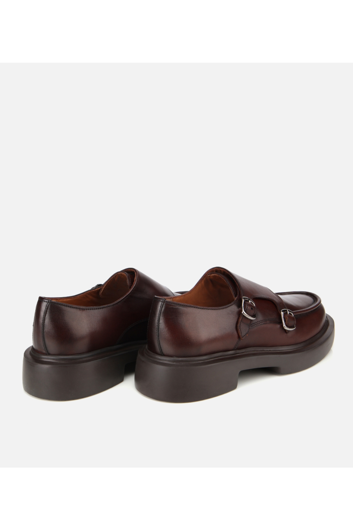 Erkek Deri Kahverengi Metal Tokalı Klasik Loafer - Görsel 4