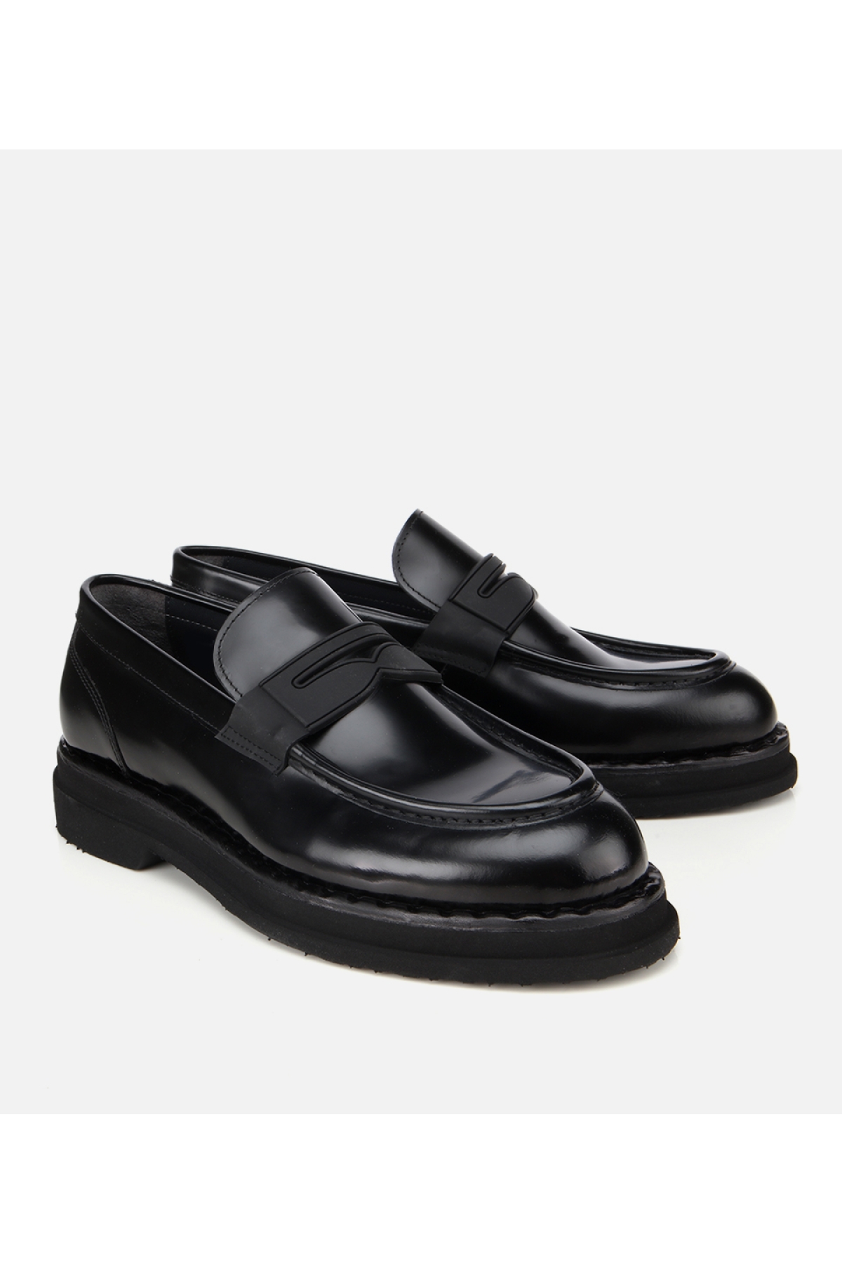Erkek Açma Deri Siyah Kalın Tabanlı Klasik Loafer - Görsel 2