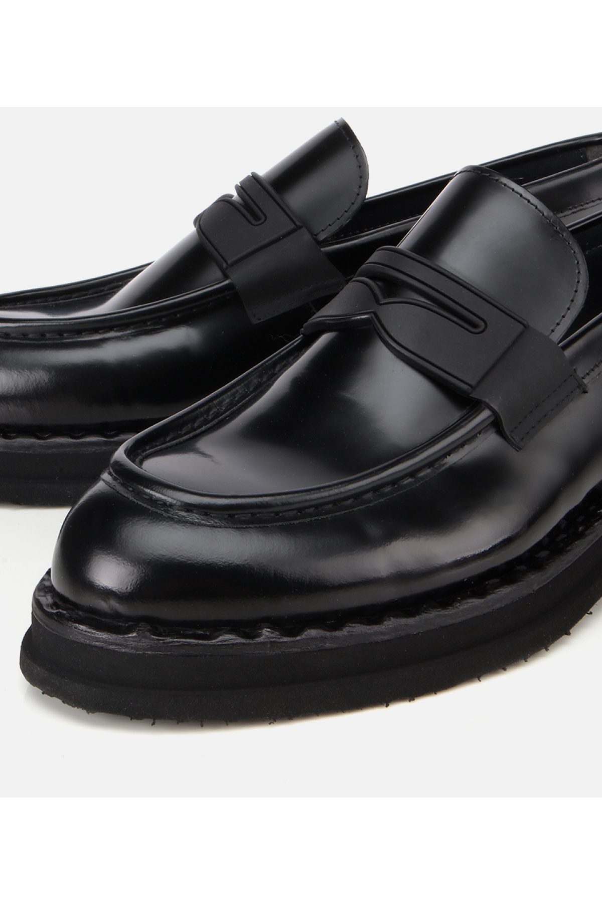 Erkek Açma Deri Siyah Kalın Tabanlı Klasik Loafer - Görsel 3